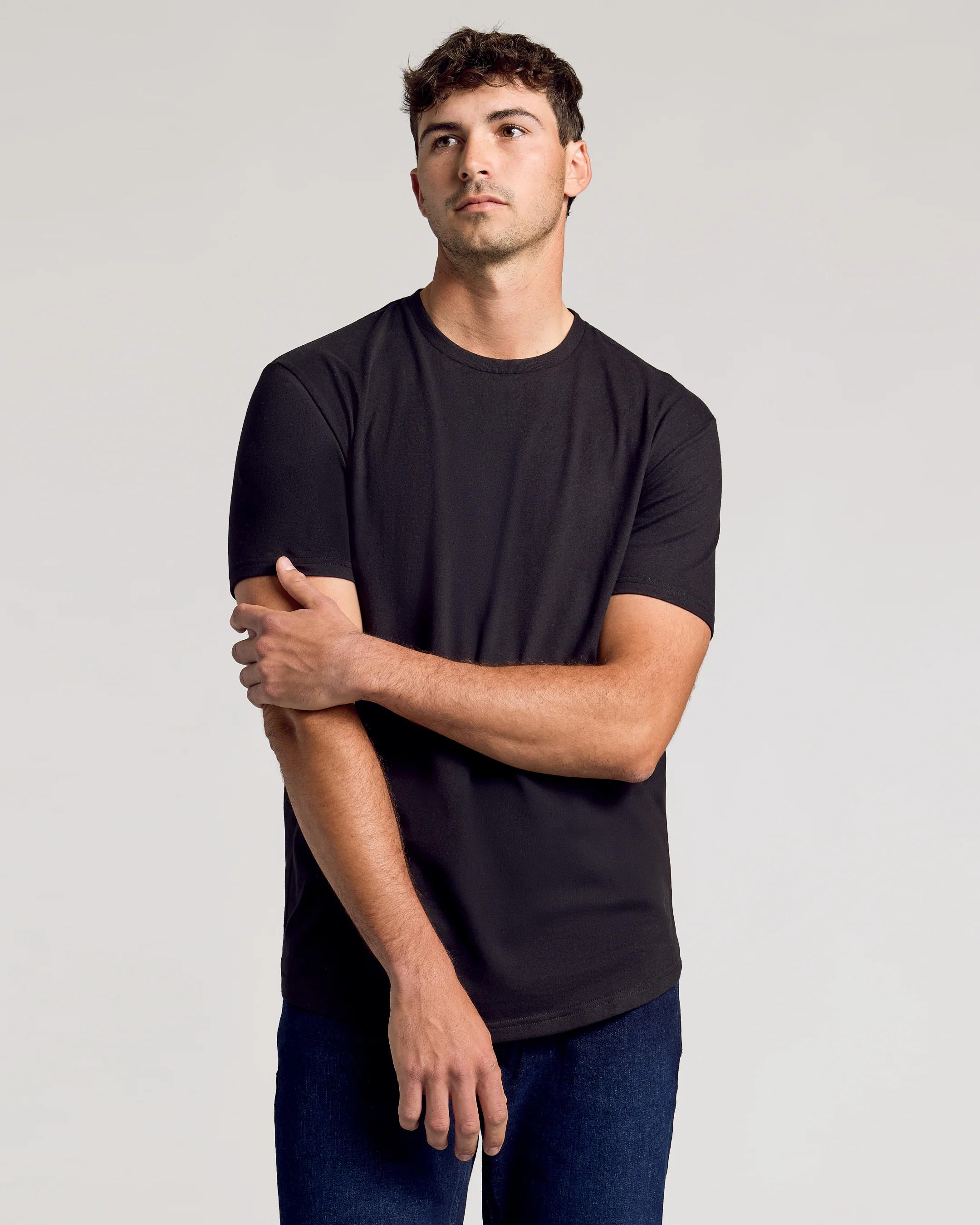 All Black Short Sleeve Tall Curved Hem Crew 3-Pack - Image 2