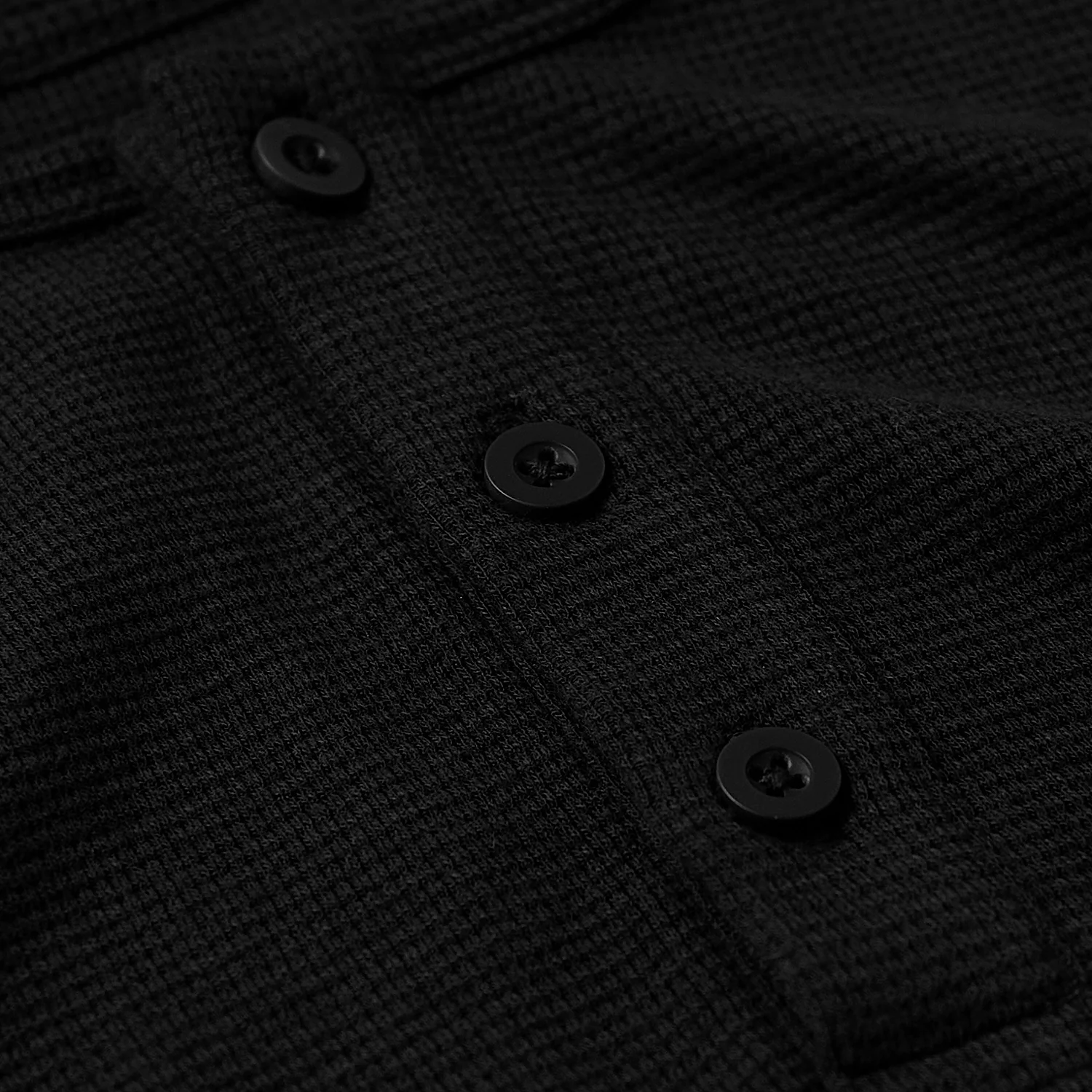Black Waffle Long Sleeve Henley 3-Pack - Image 5