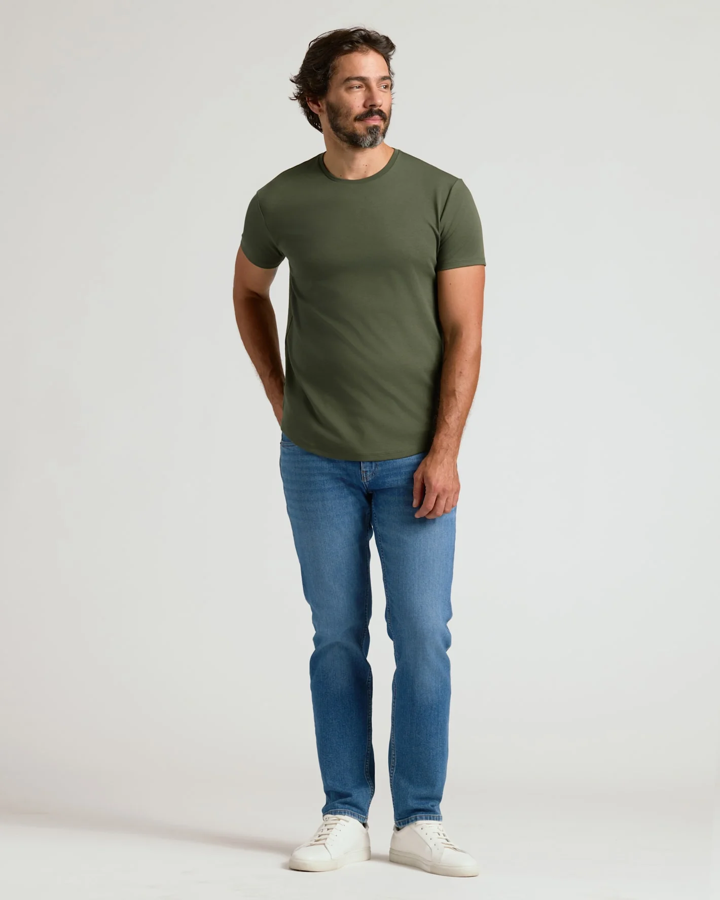 Grove Pima Cotton Blend Curved Hem Crew - Image 4