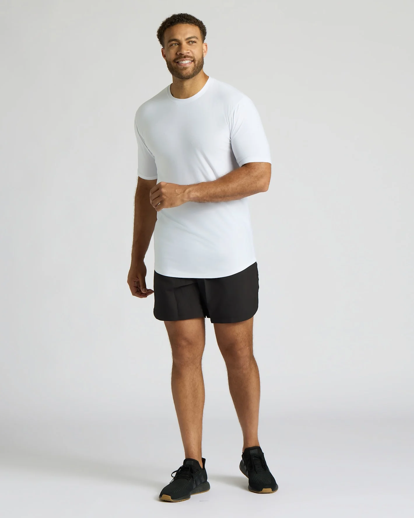 White Tall Active Curved Hem Crew - Image 3
