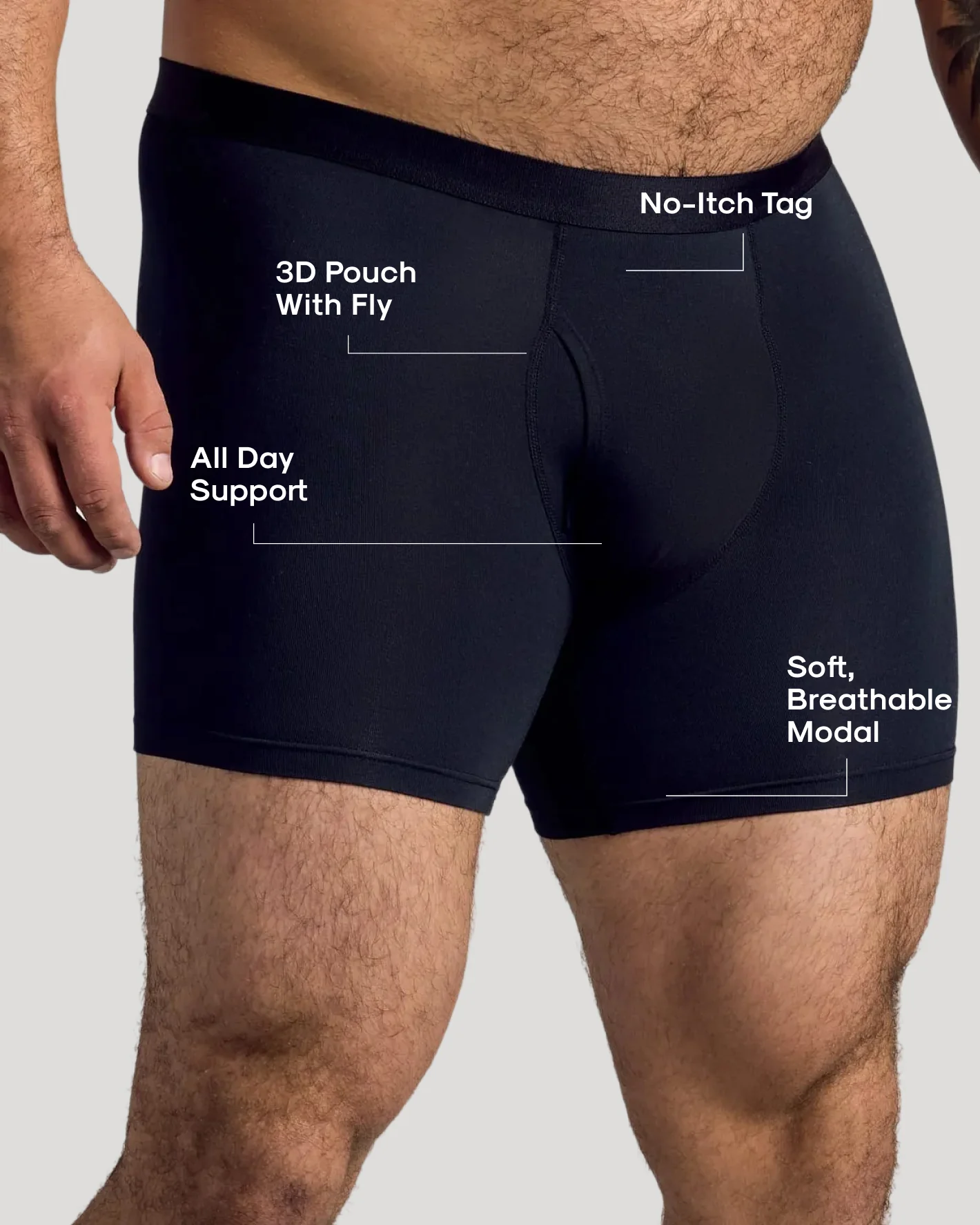 Black Boxer Briefs W/ Fly 3-Pack - Image 3