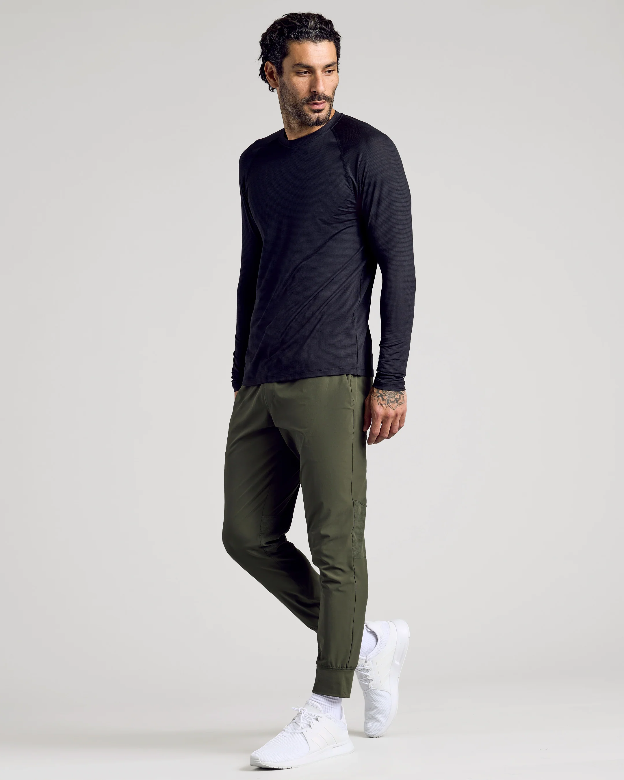Black Long Sleeve Active Mesh Crew - Image 6