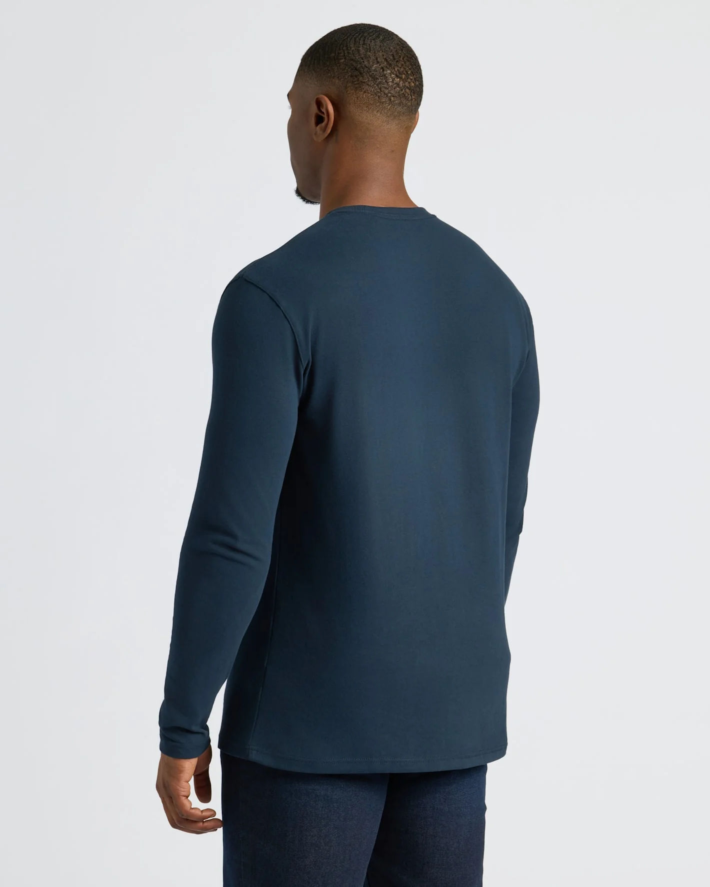 Navy Tall Heavyweight Long Sleeve Pocket Crew - Image 4