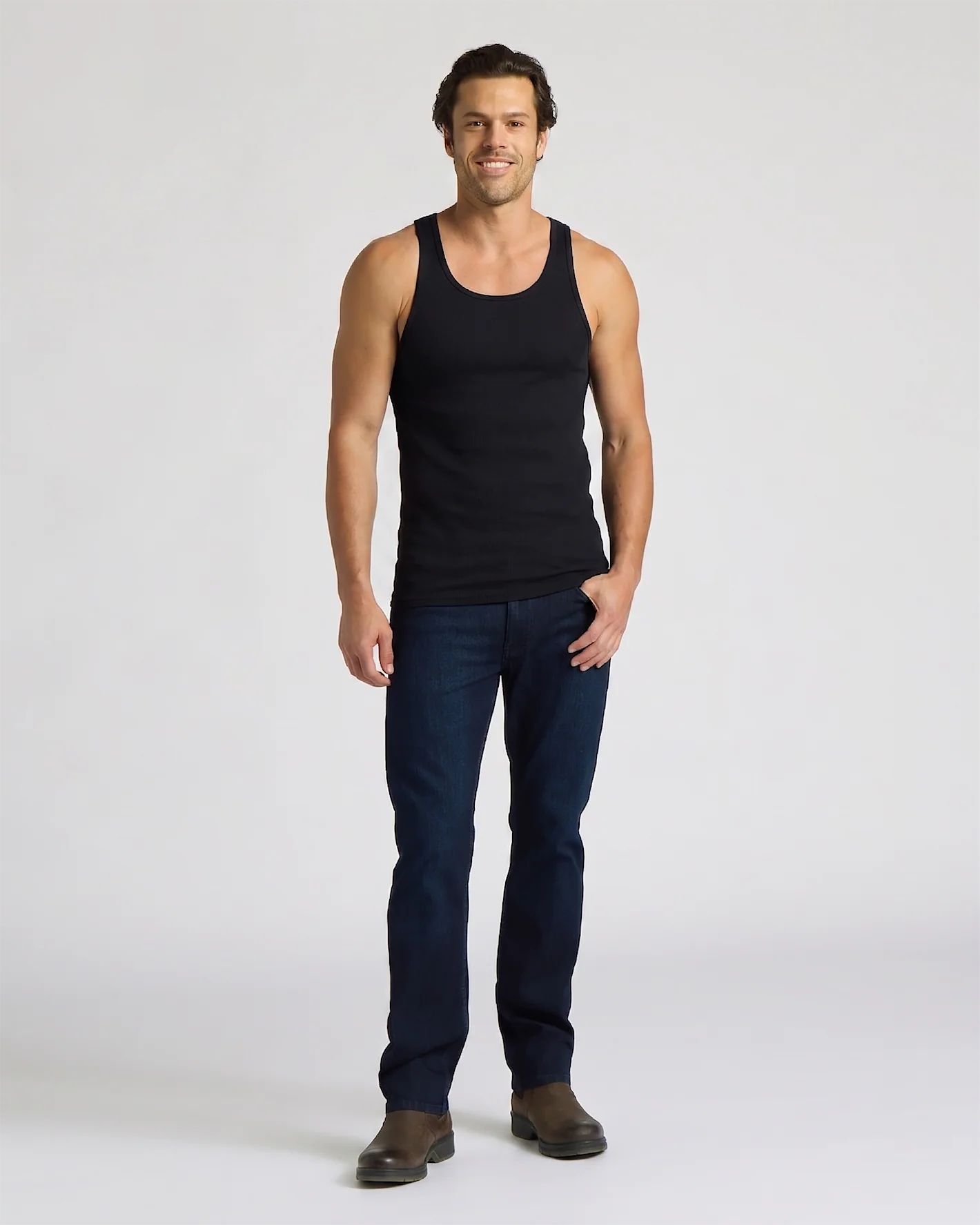 Black Ribbed Curved Hem Tank - Image 5