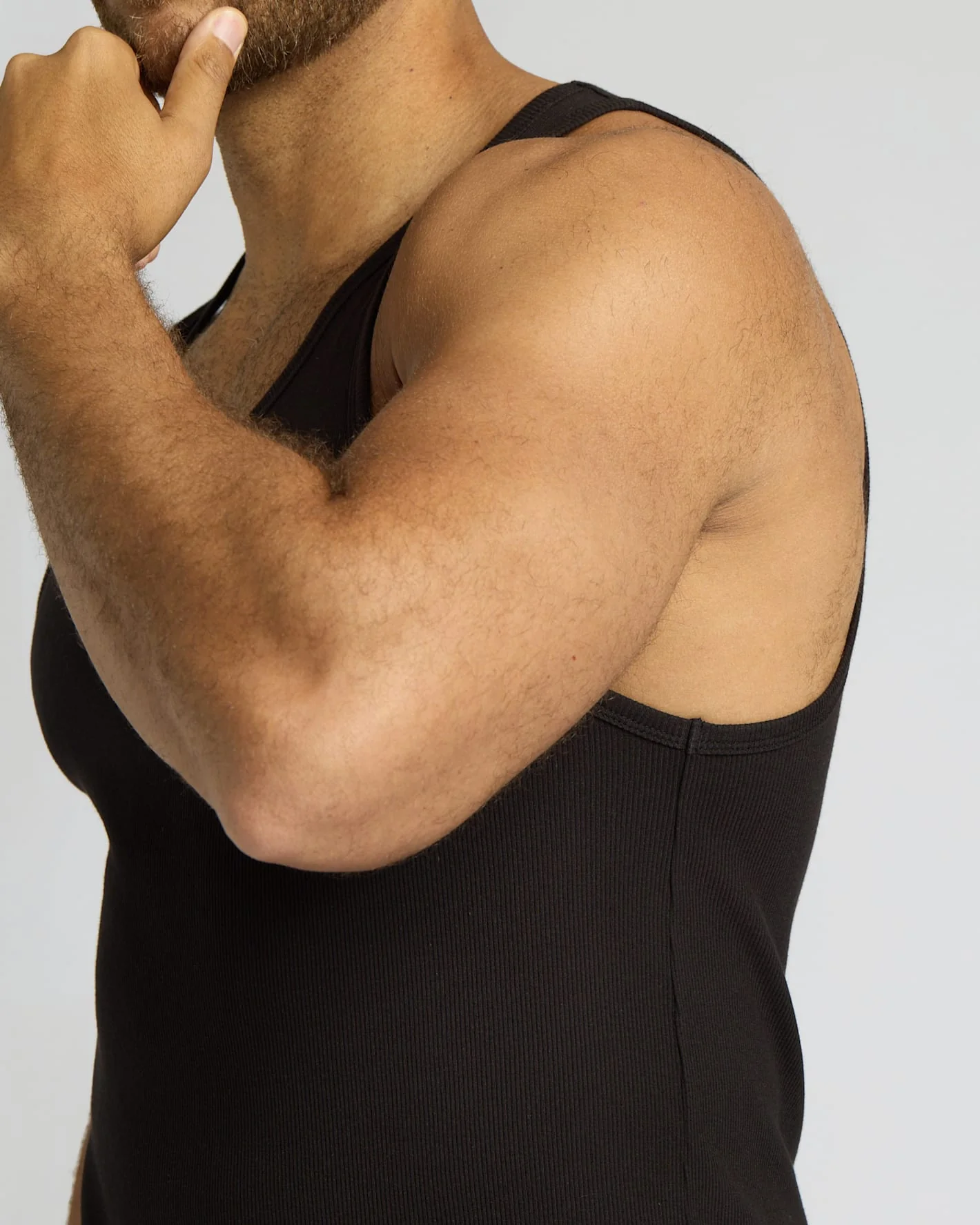 Black Ribbed Curved Hem Tank - Image 8