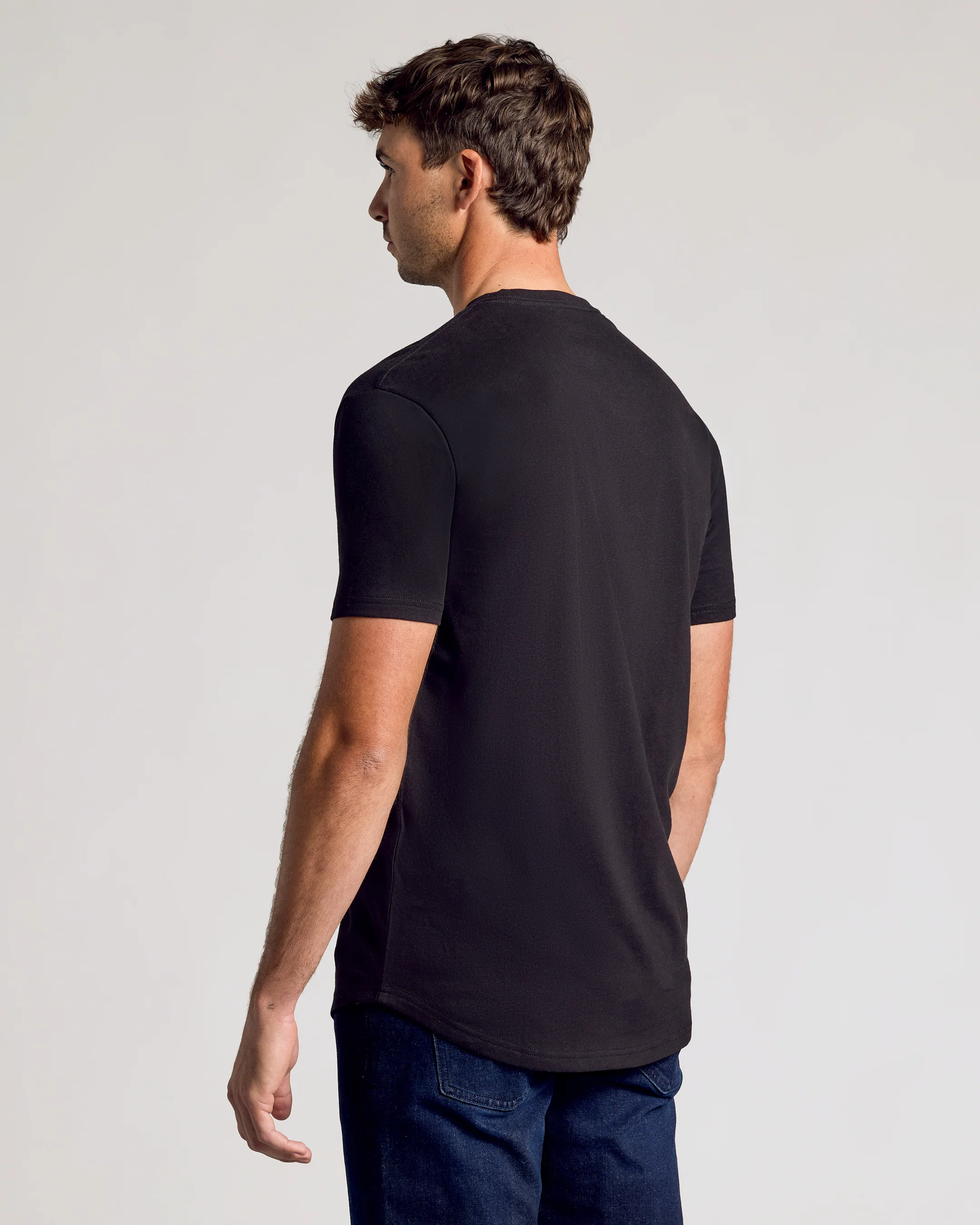 Black Short Sleeve Tall Curved Hem Crew - Image 3