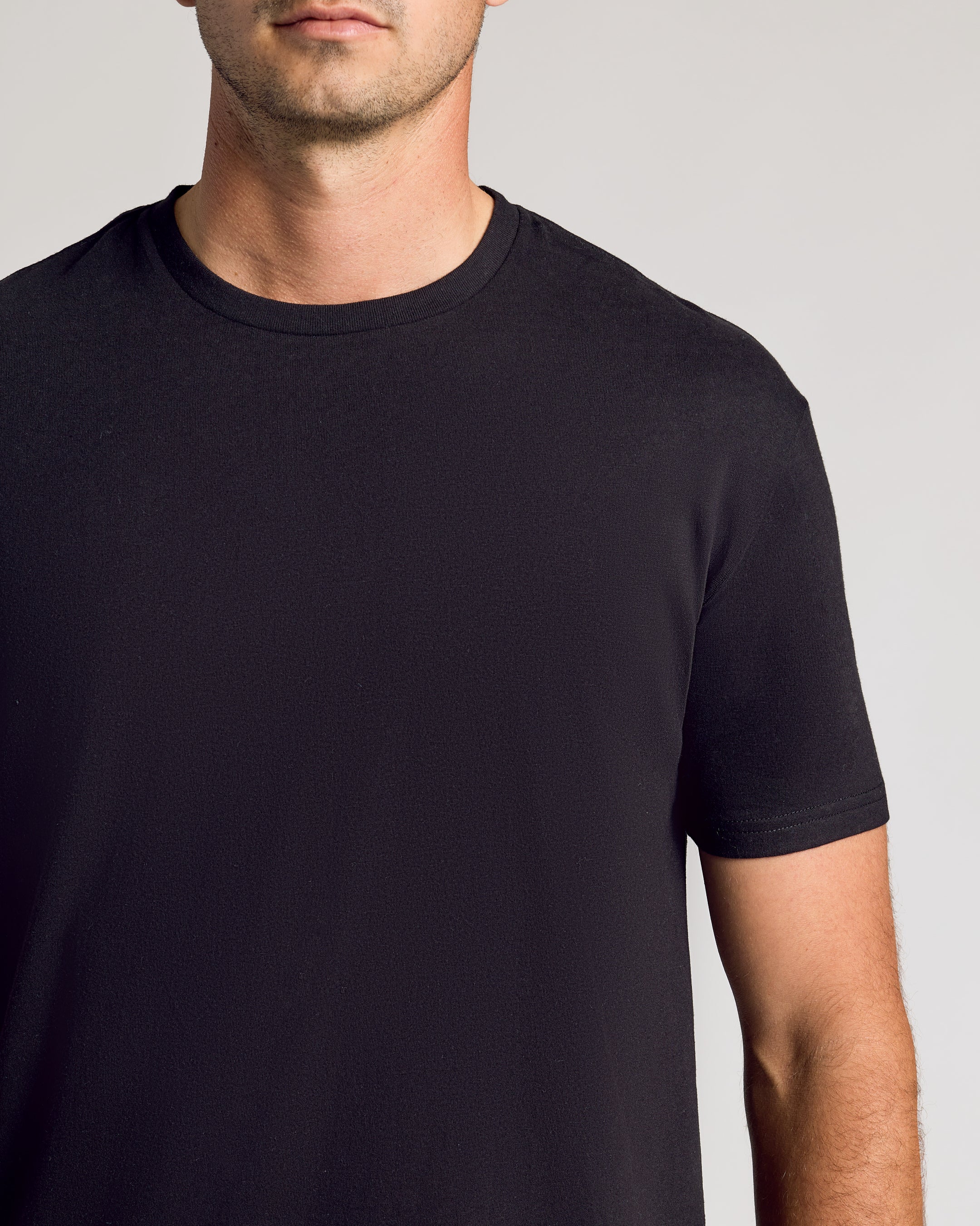 Black Short Sleeve Tall Curved Hem Crew - Image 5