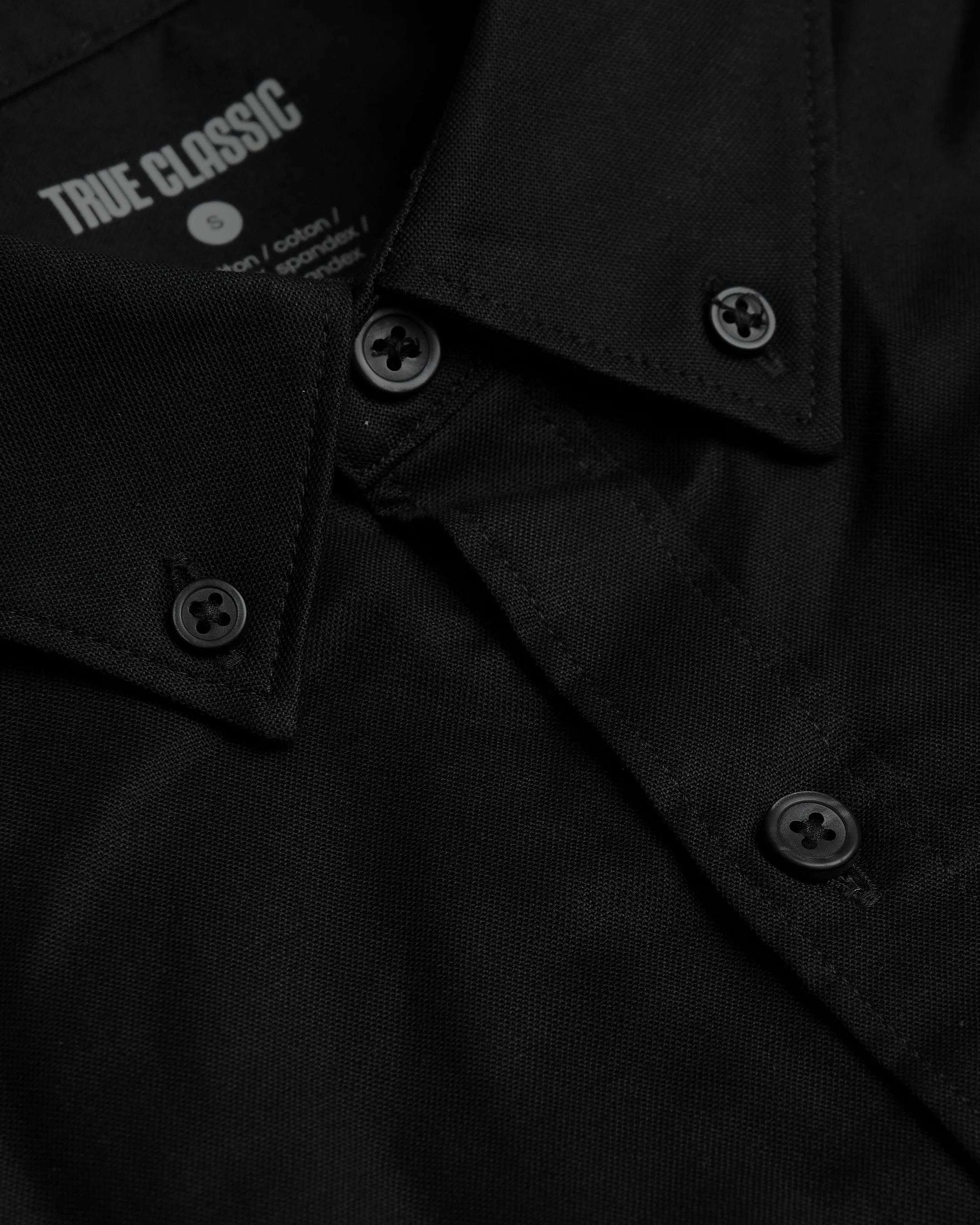 Black Stretch Oxford Long Sleeve Shirt - Image 7