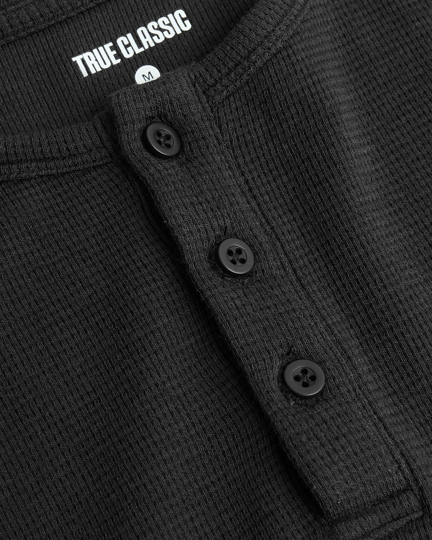 Boys Black Long Sleeve Waffle Henley - Image 8