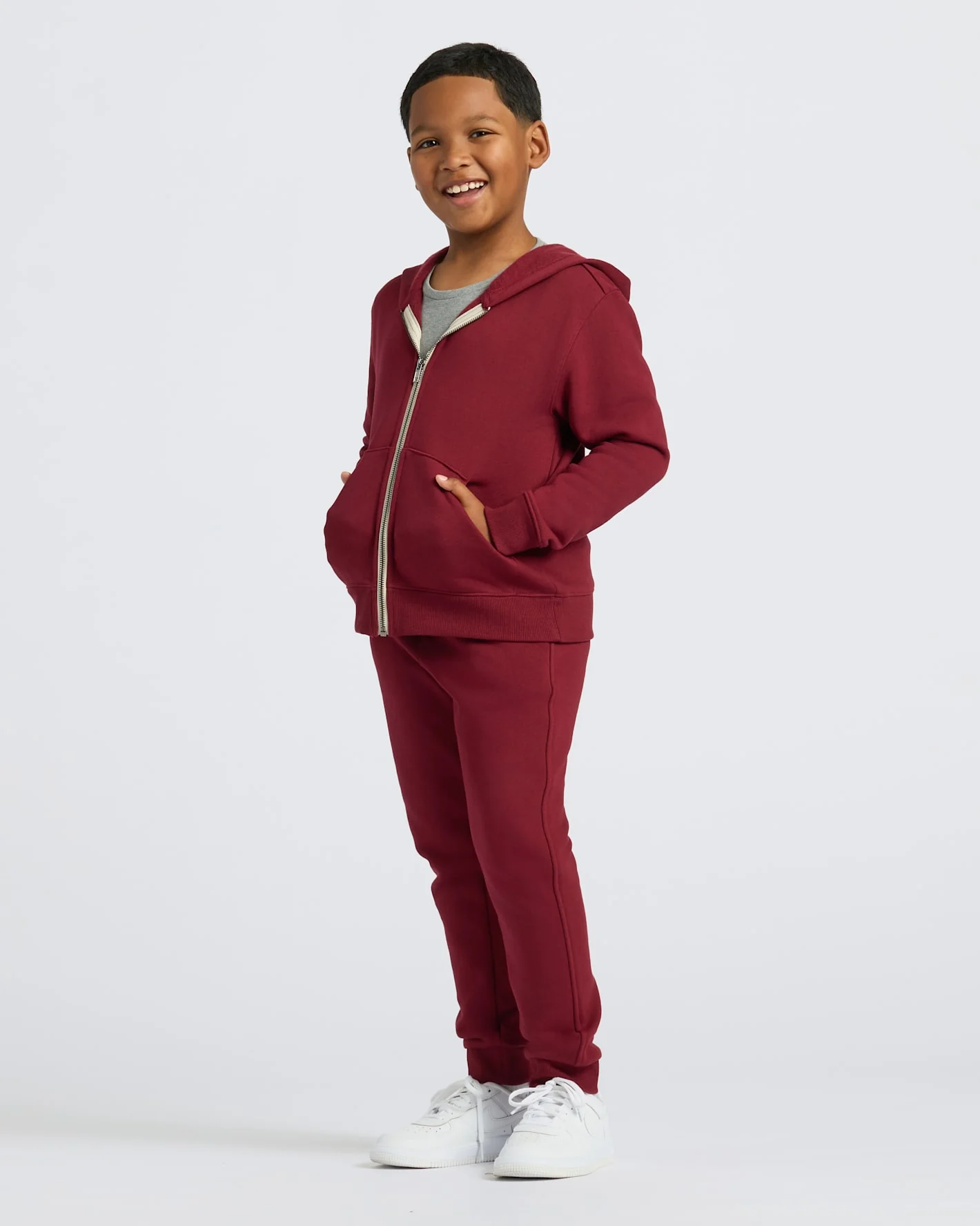 Boys' Dark Maroon Fleece Full Zip Hoodie - Image 6