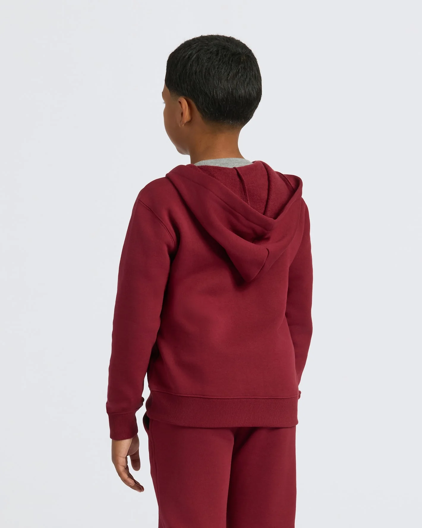 Boys' Dark Maroon Fleece Full Zip Hoodie - Image 4