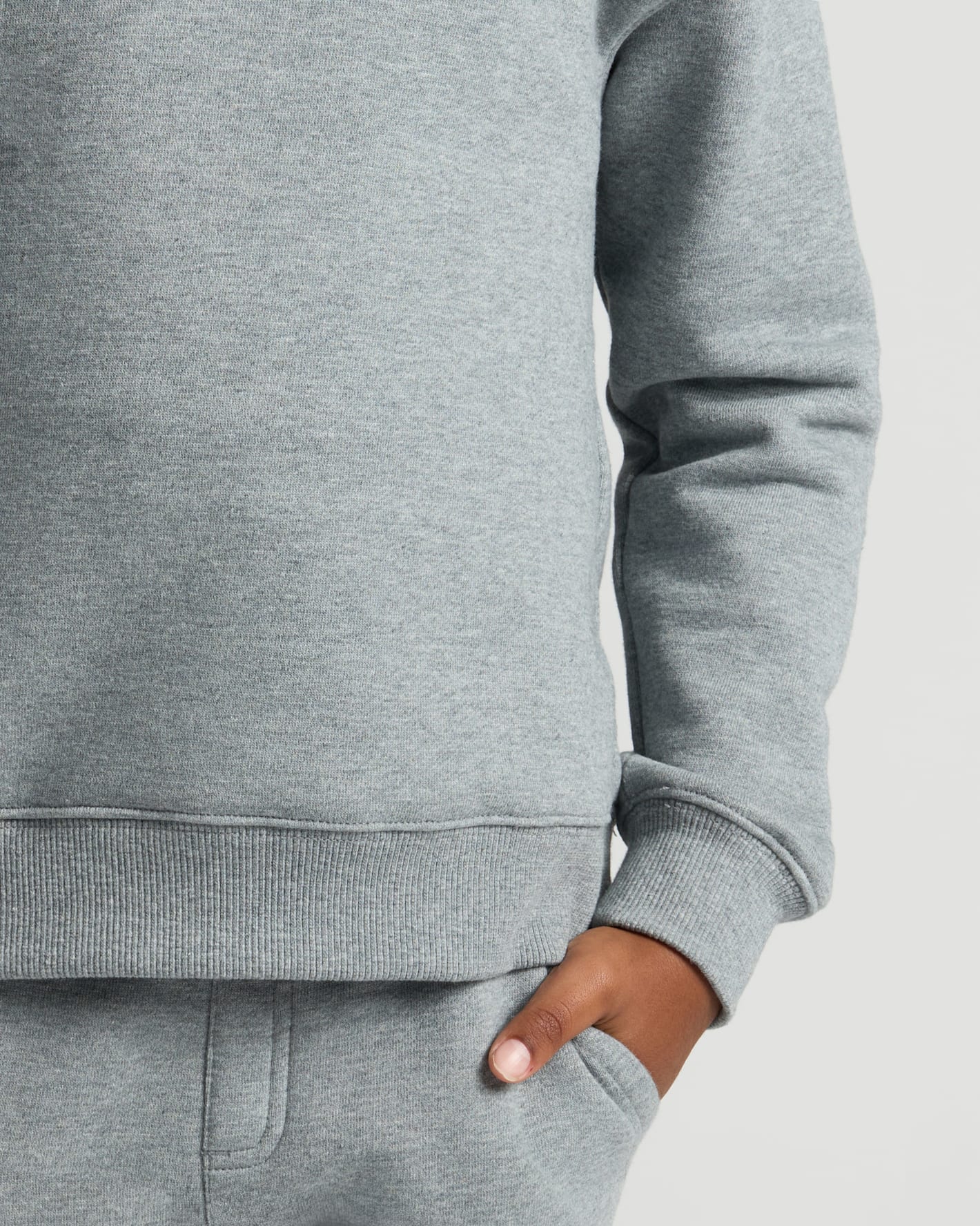 Boys' Medium Heather Gray Fleece Crew Neck - Image 6