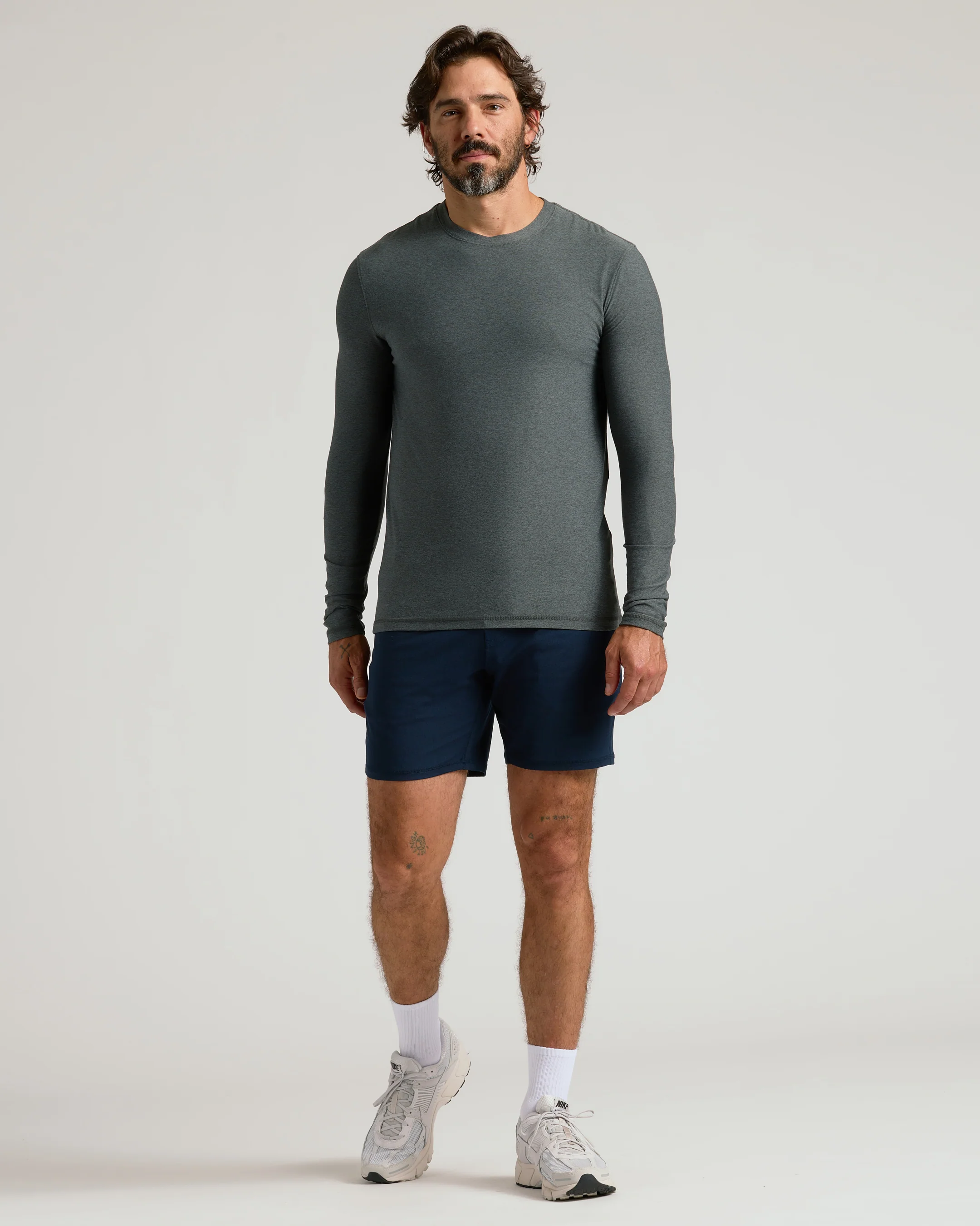 Charcoal Heather Gray Active Long Sleeve Crew T-Shirt - Image 9