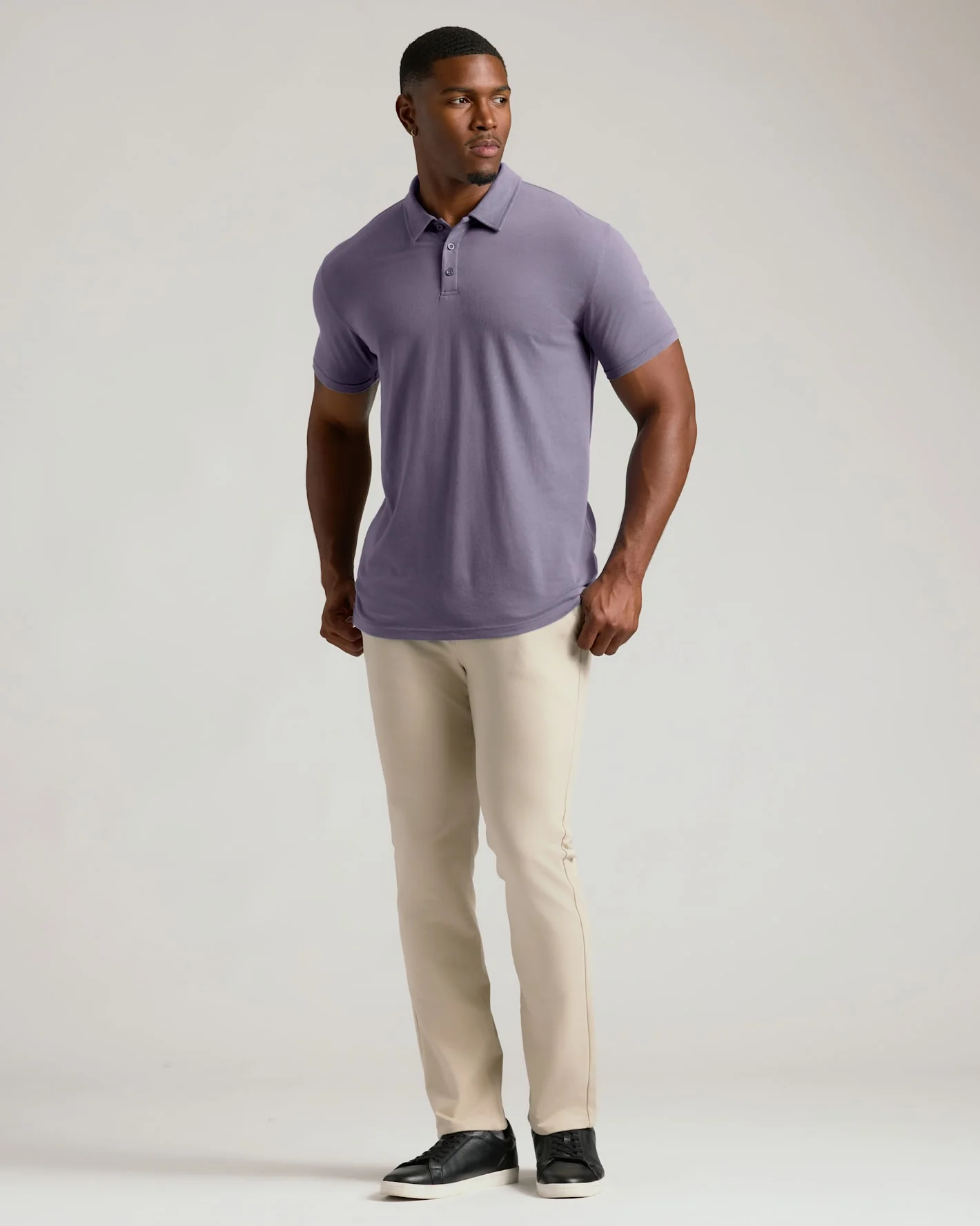 Dark Heather Amethyst Short Sleeve Tall Polo - Image 3