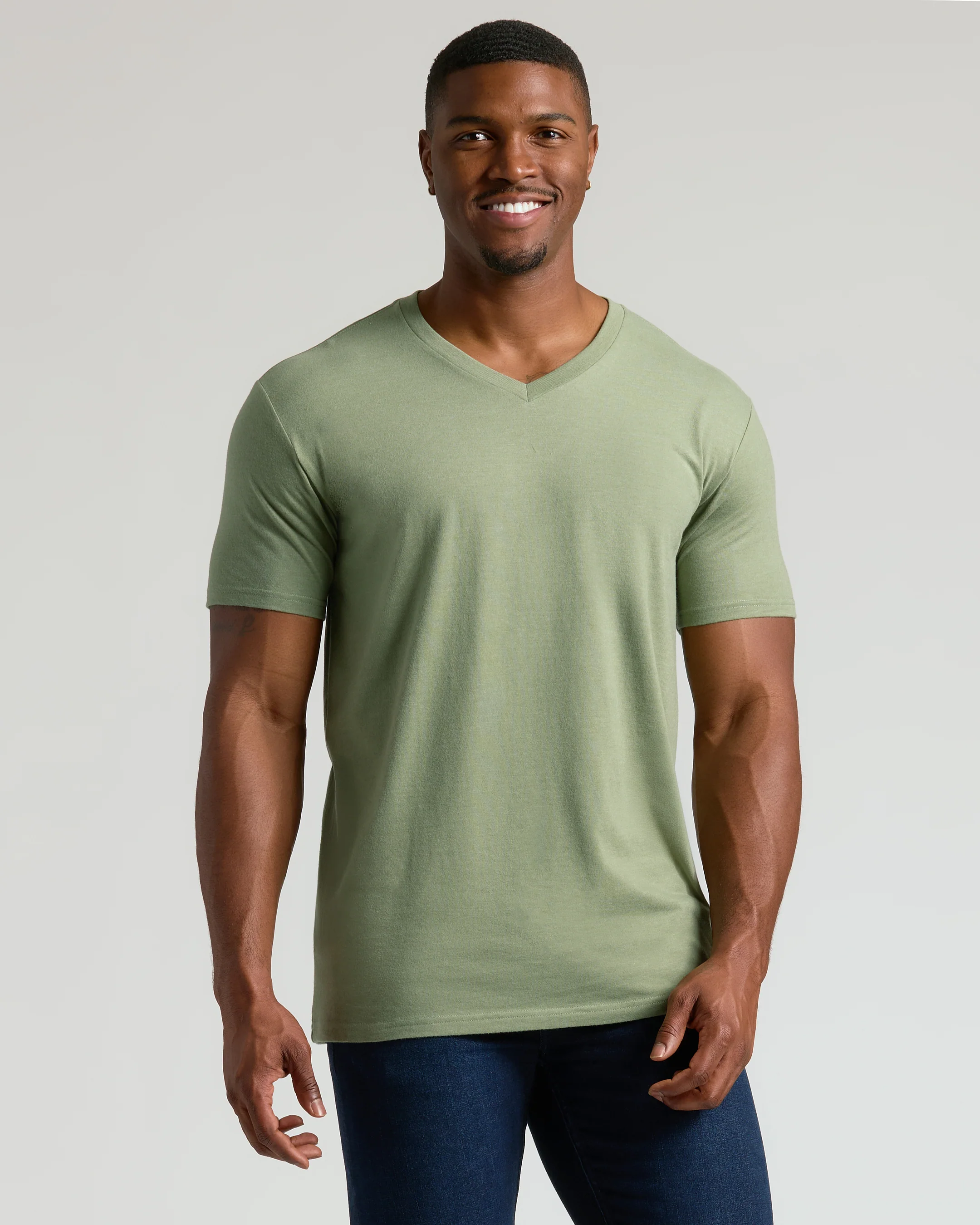 Dark Heather Bay Green Tall Classic V-Neck