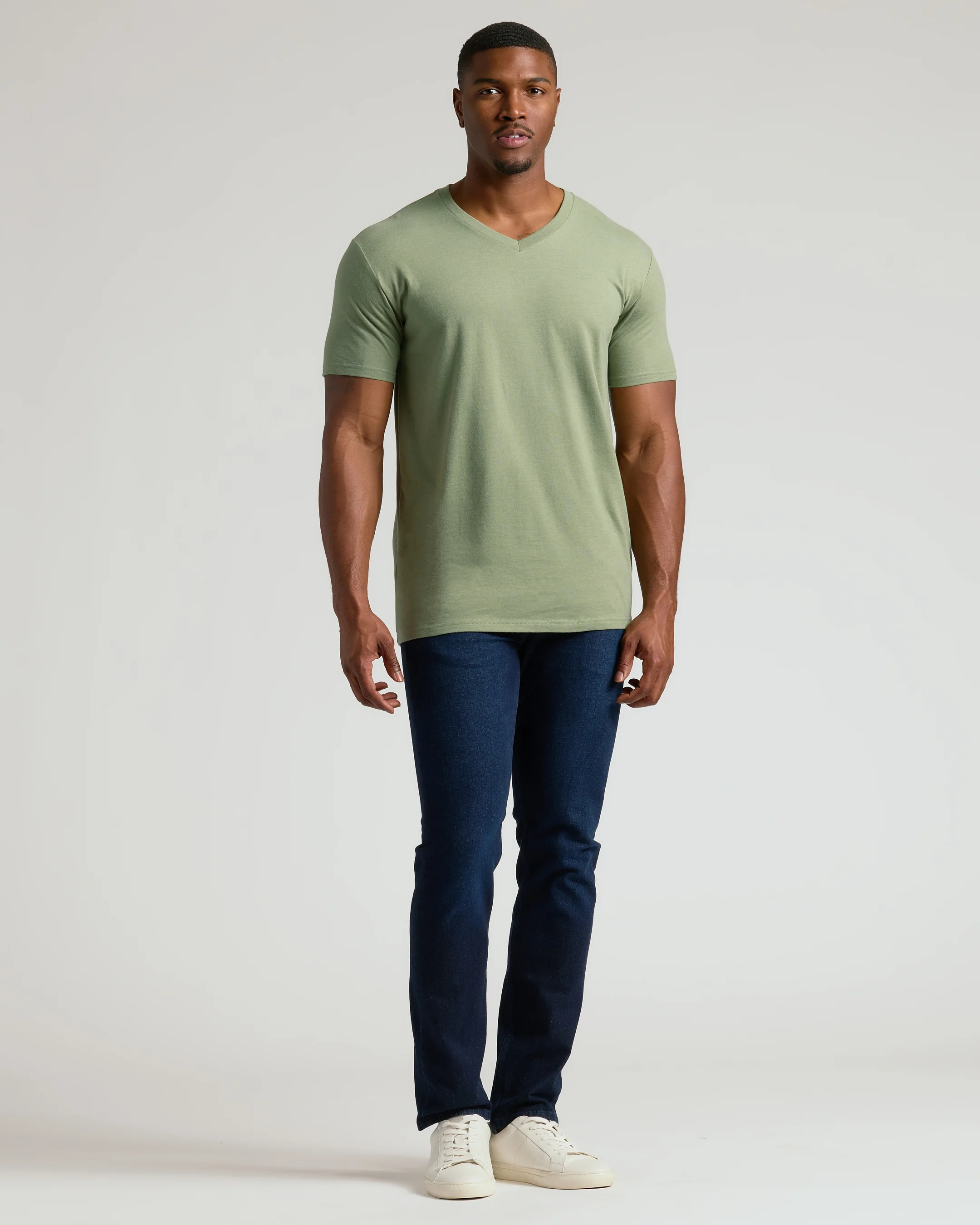 Dark Heather Bay Green Tall Classic V-Neck - Image 6