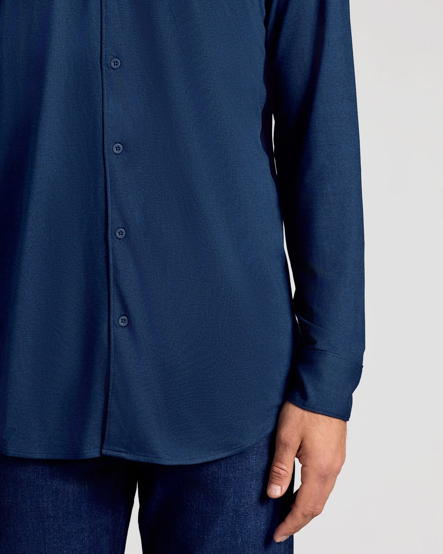 Dark Heather Navy Long Sleeve Do-It-All Comfort Shirt - Image 6
