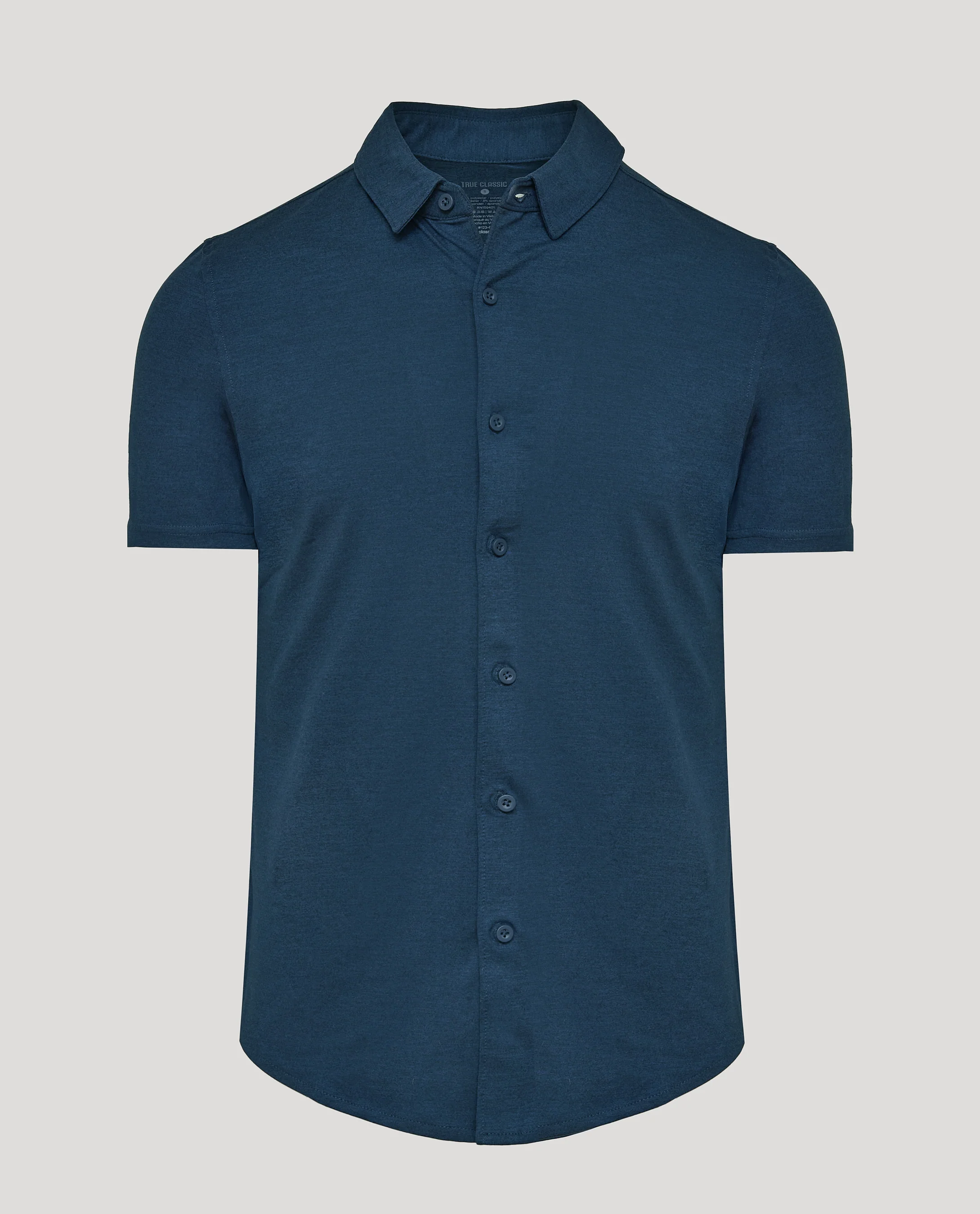 Dark Heather Navy Short Sleeve Comfort Knit Shirt - Image 2