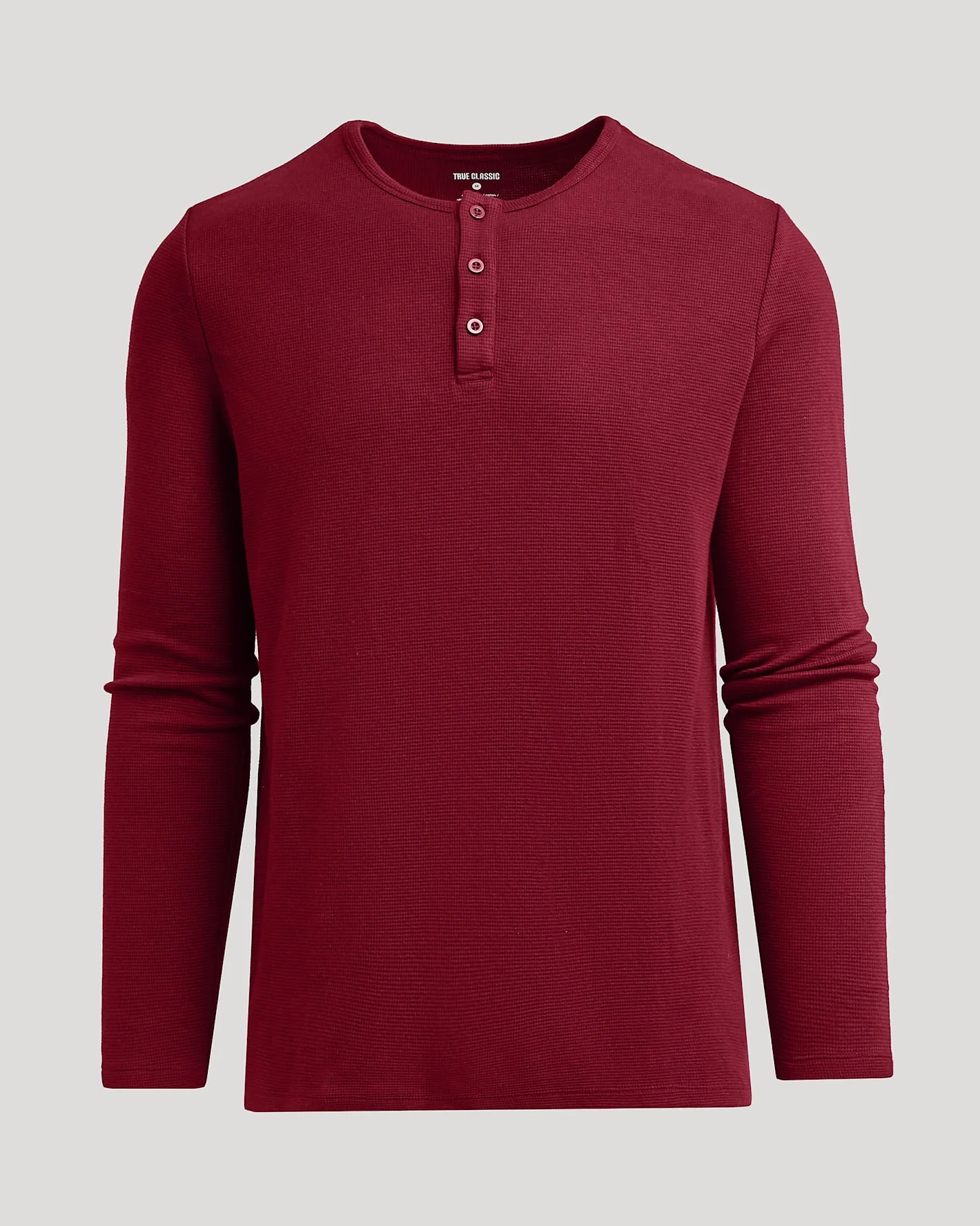Dark Maroon Waffle Long Sleeve Henley - Image 2