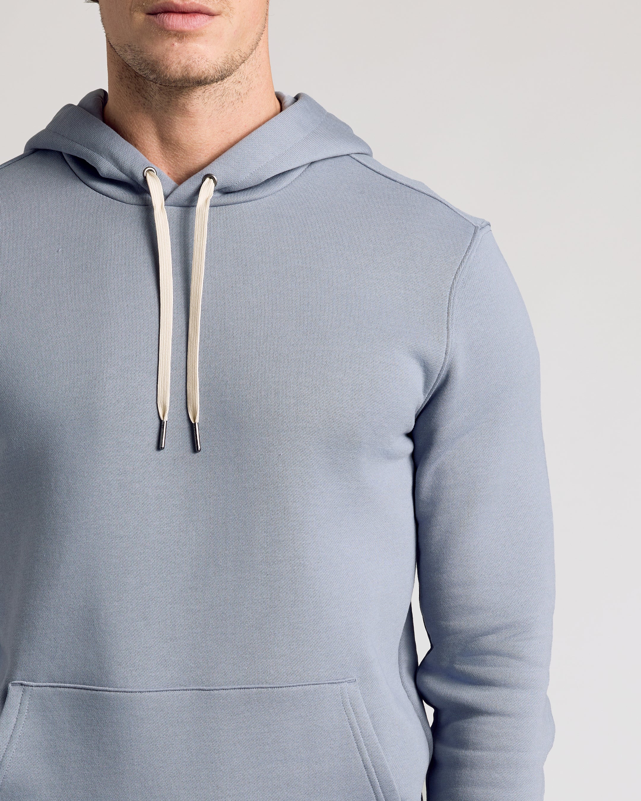 Dusty Blue Fleece French Terry Pullover Hoodie - Image 5