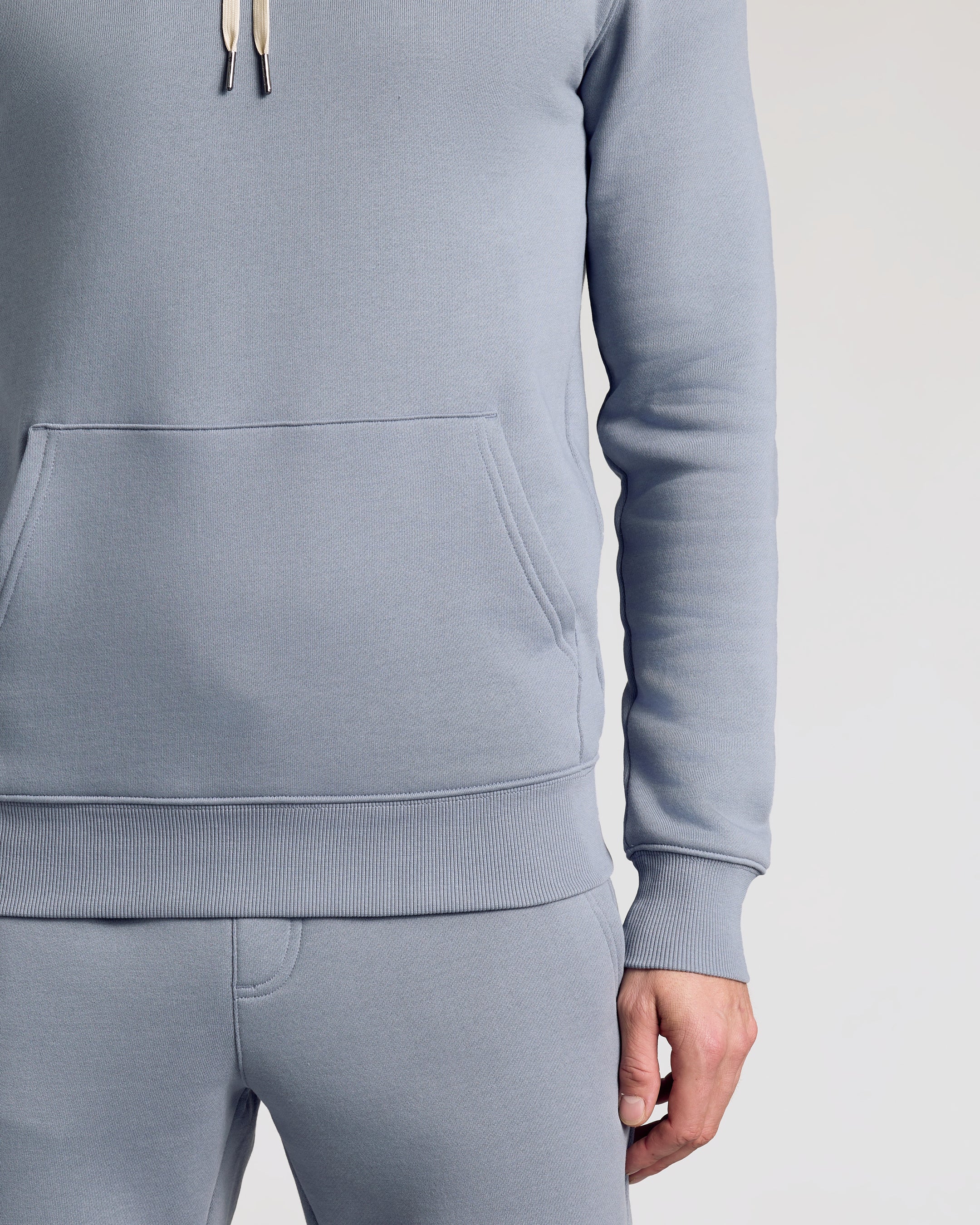 Dusty Blue Fleece French Terry Pullover Hoodie - Image 6
