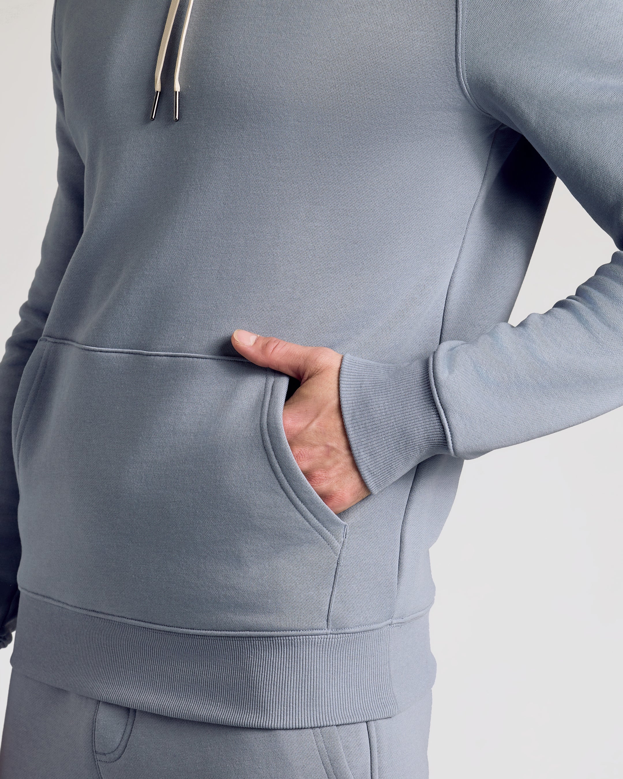 Dusty Blue Fleece French Terry Pullover Hoodie - Image 7