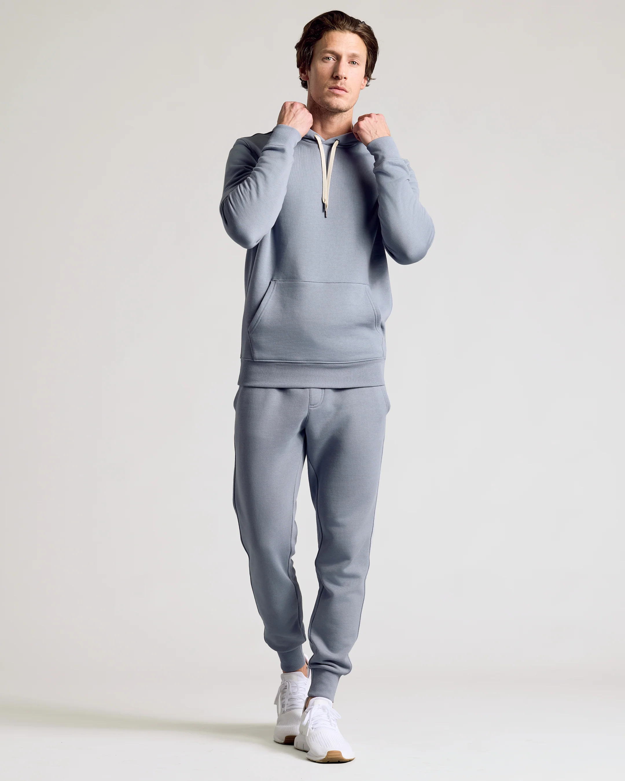 Dusty Blue Fleece French Terry Pullover Hoodie - Image 8