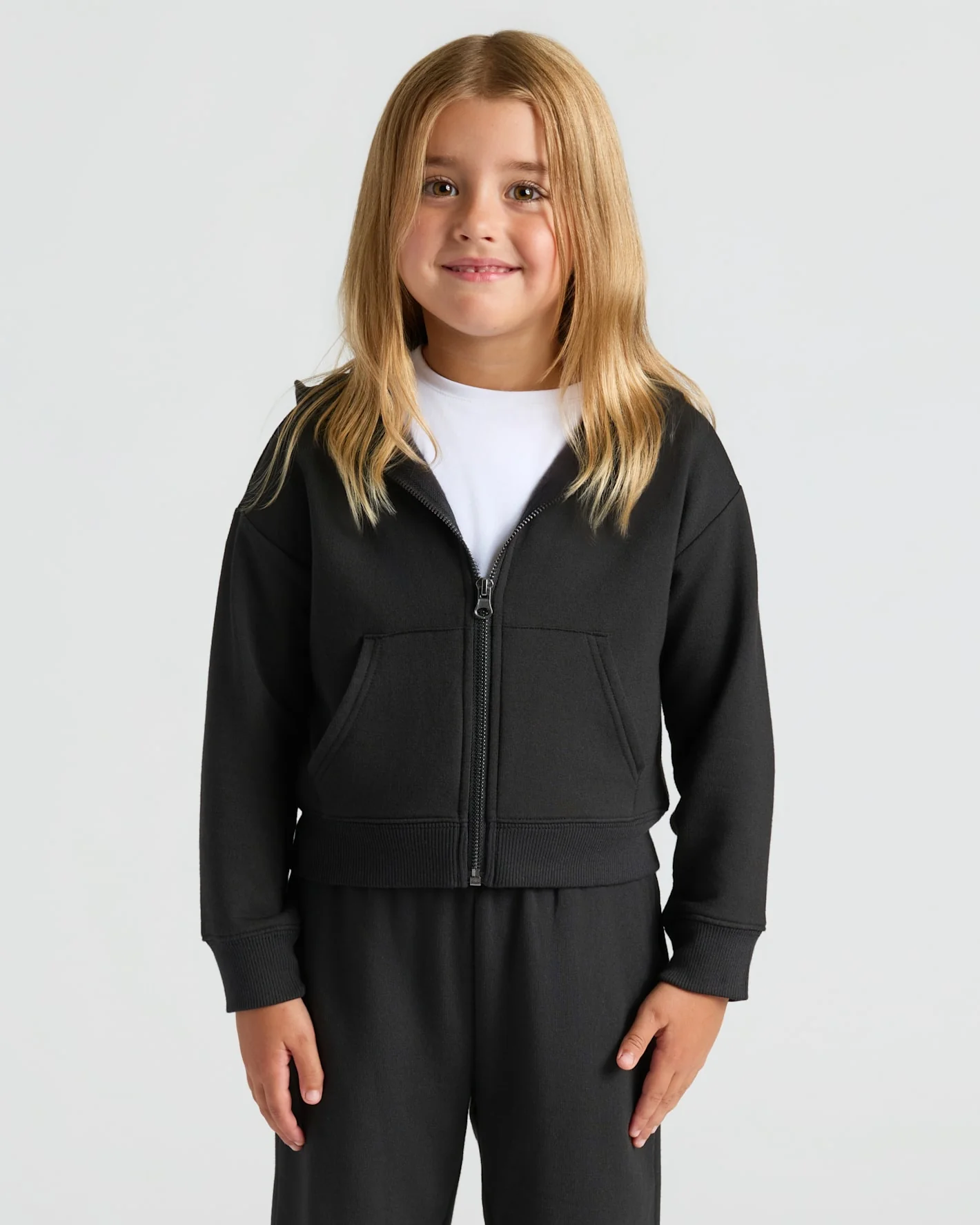 Girls Black & Dark Maroon Cropped Zip Hoodie 2-Pack - Image 6