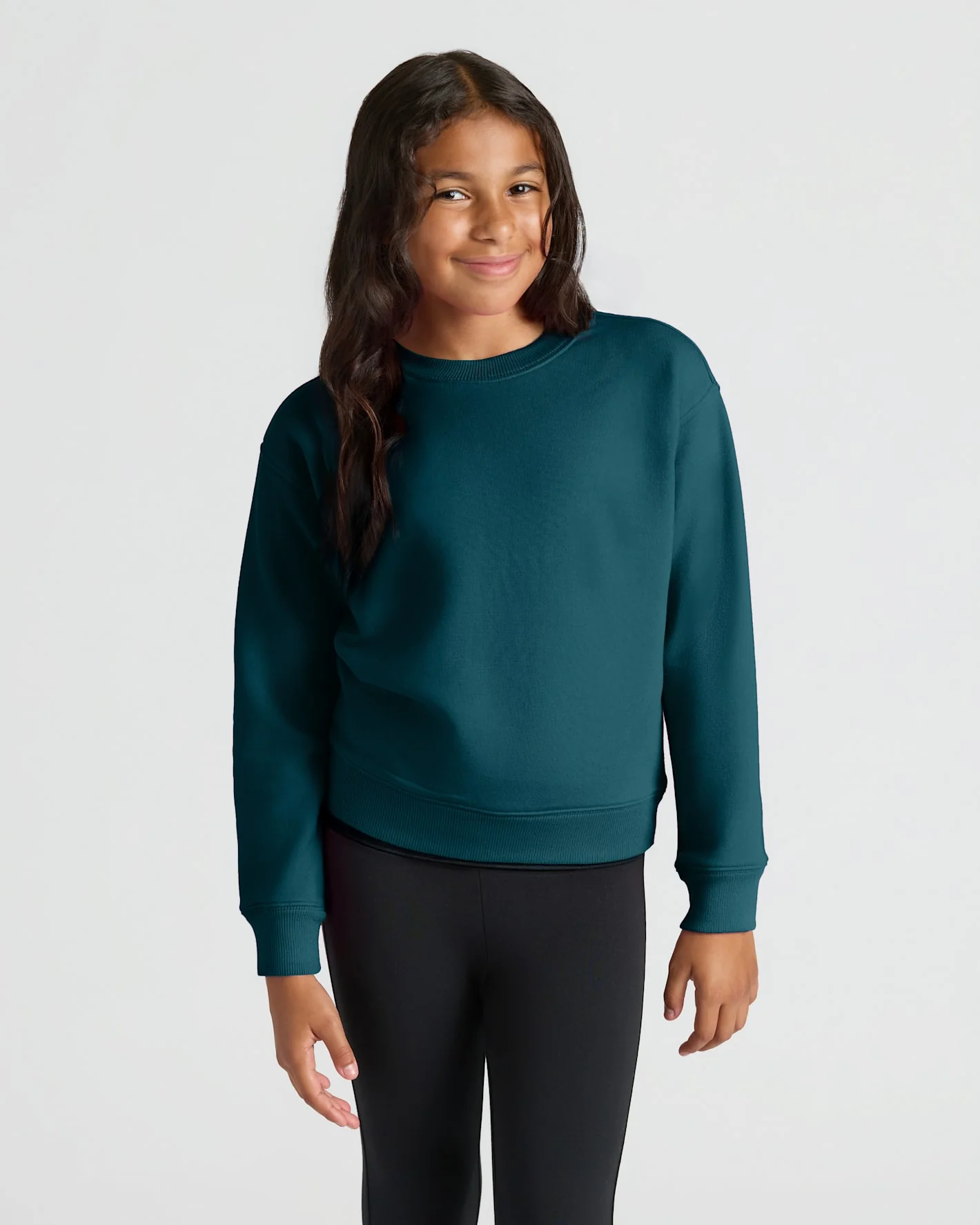 Girls Deep Emerald Slouch Pullover Crew & Relaxed Jogger 2-Pack - Image 3