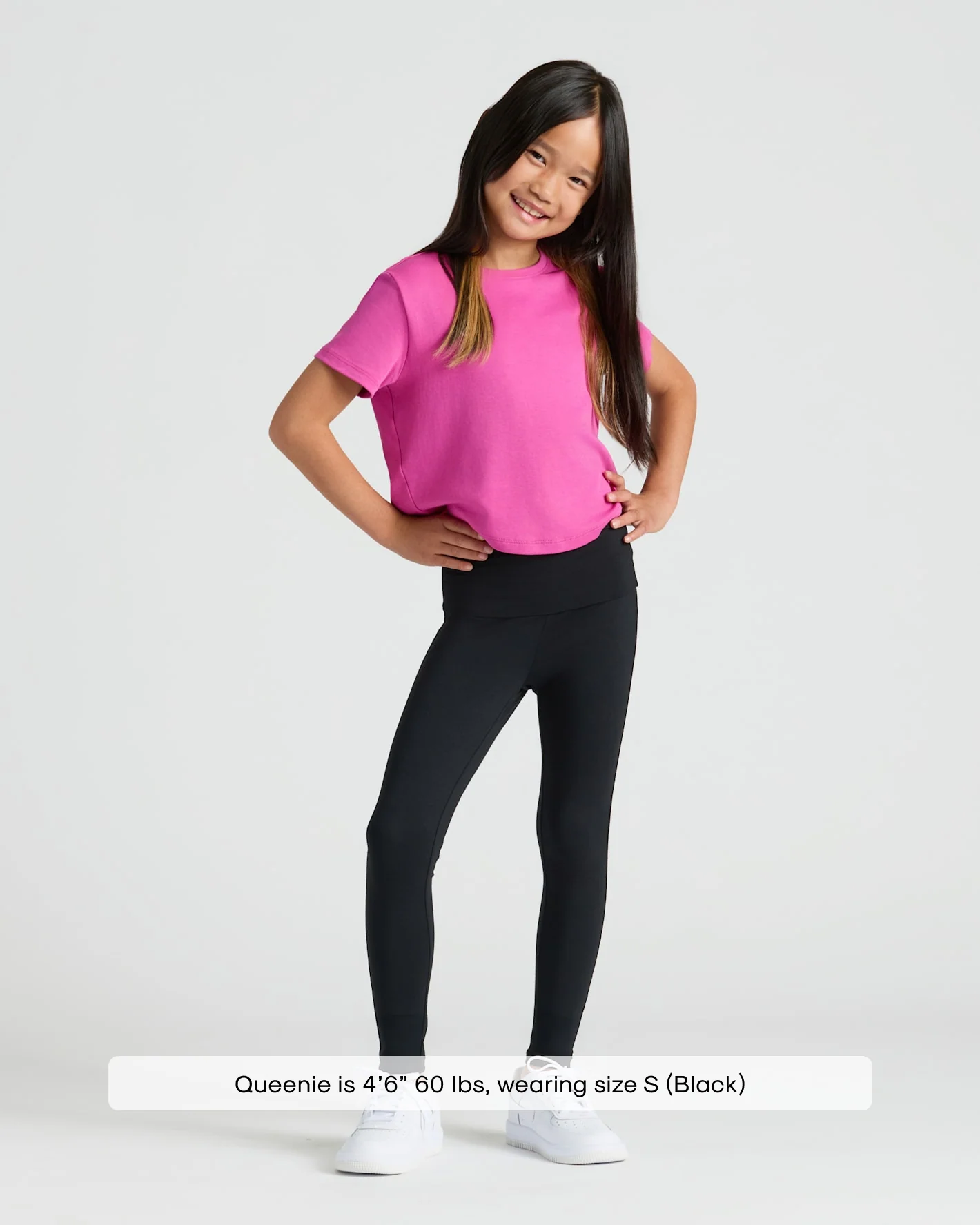 Girls Black Foldover Leggings - Image 5