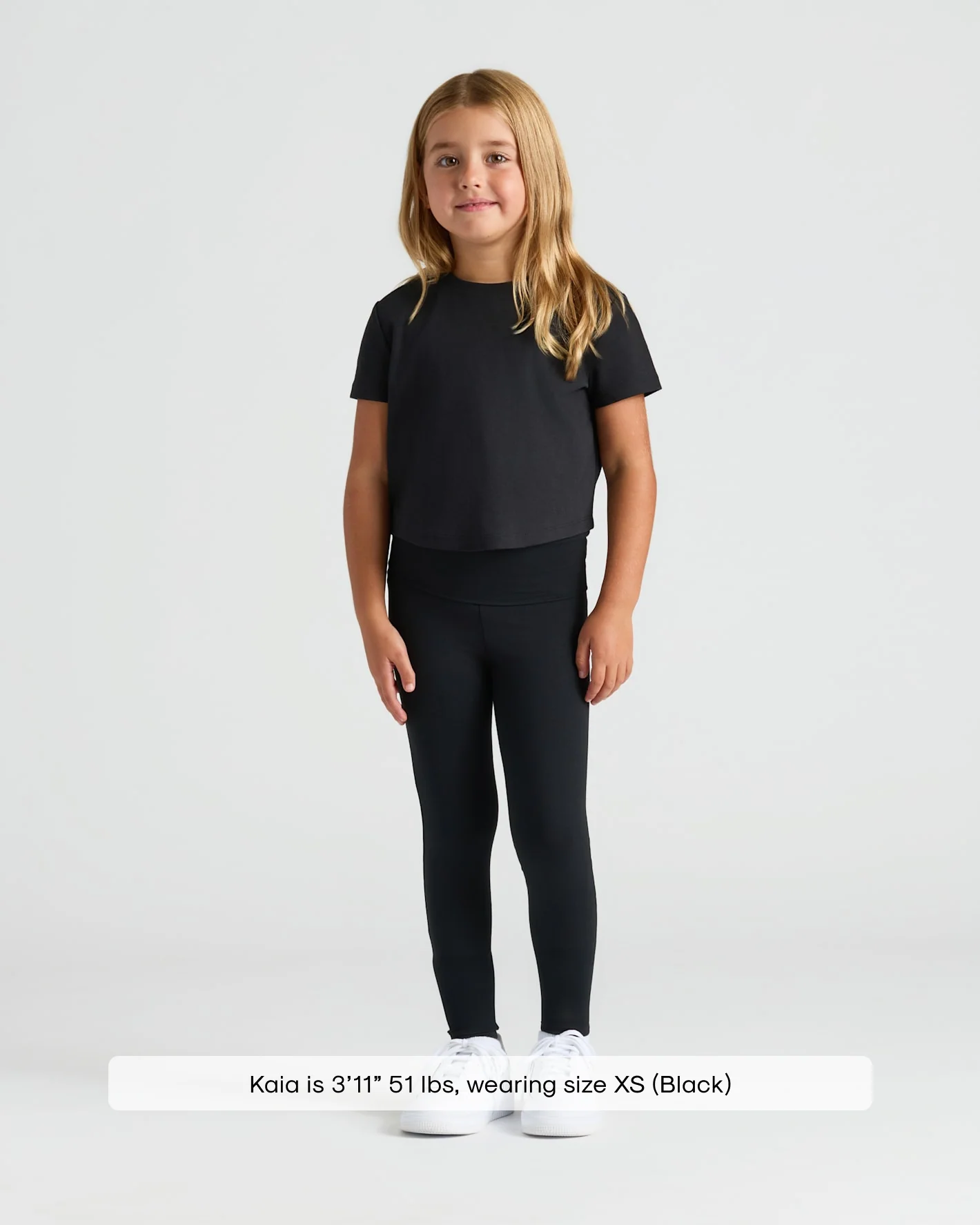 Girls Black Foldover Leggings - Image 6