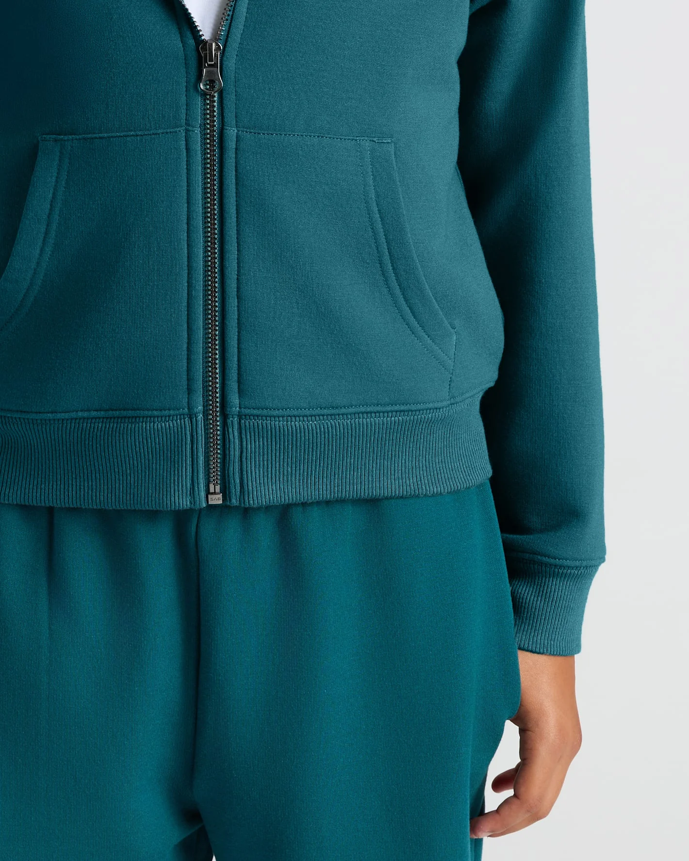 Girls Deep Emerald Cropped Zip Hoodie - Image 6