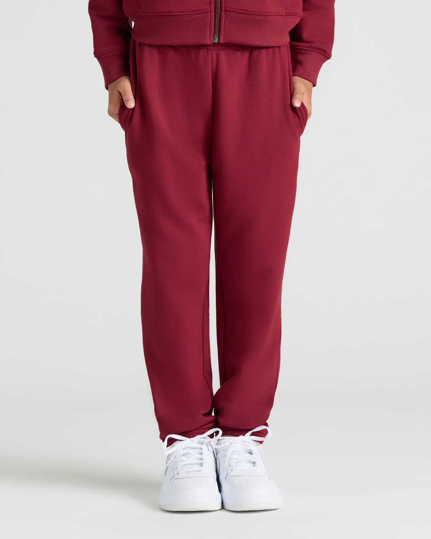 Girls Dark Maroon Relaxed Joggers - Image 5