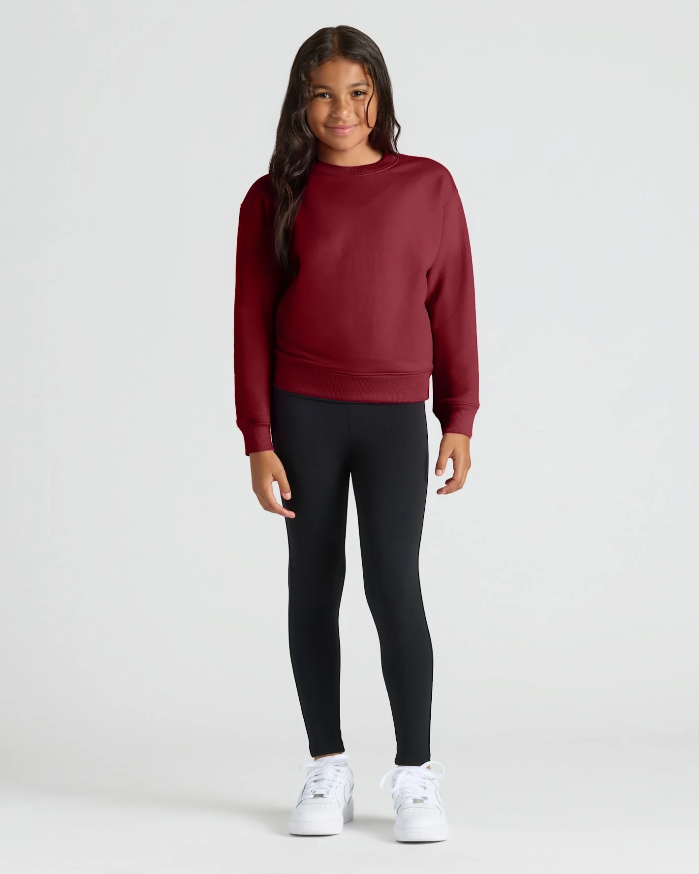 Girls Black & Dark Maroon Slouch Pullover Crew 2-Pack - Image 3