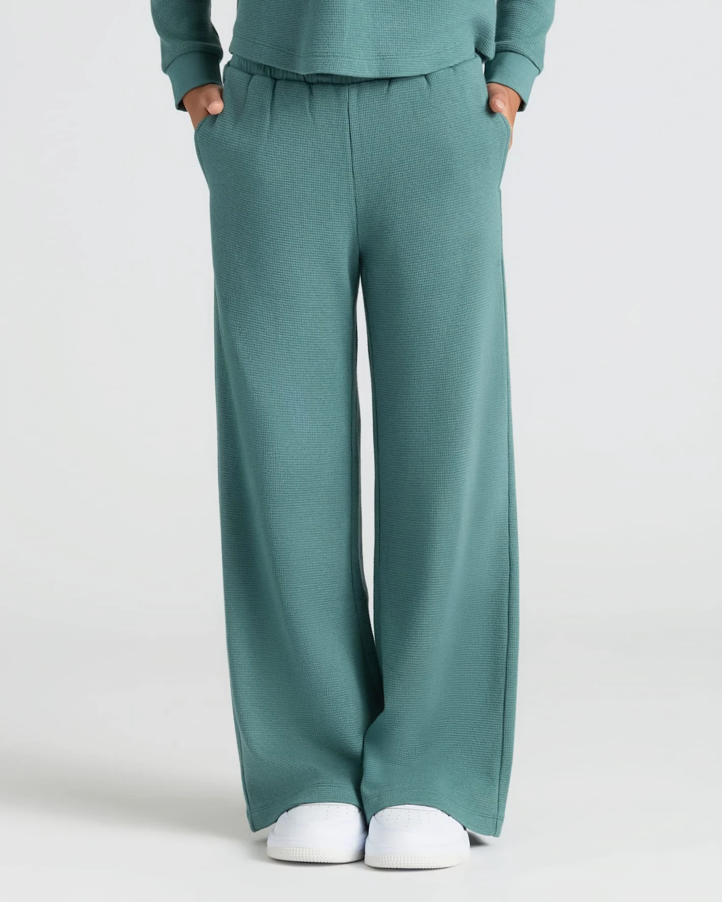Girls Stormcloud Waffle Wide Leg Pants - Image 5