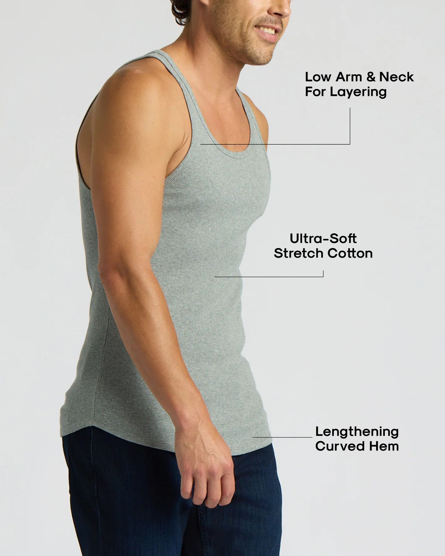Heather Gray Ribbed Curved Hem Tank - Image 4