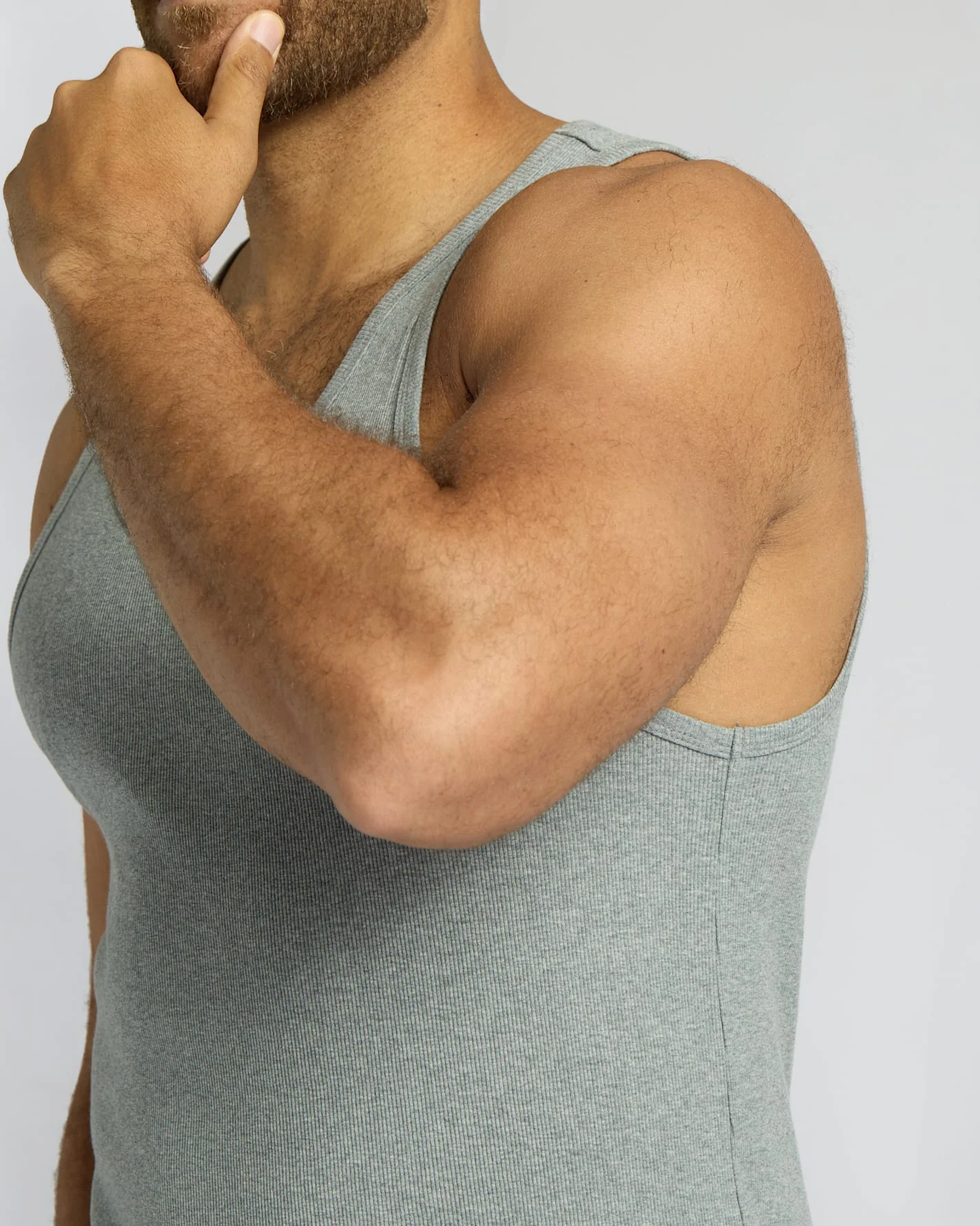 Heather Gray Ribbed Curved Hem Tank - Image 8
