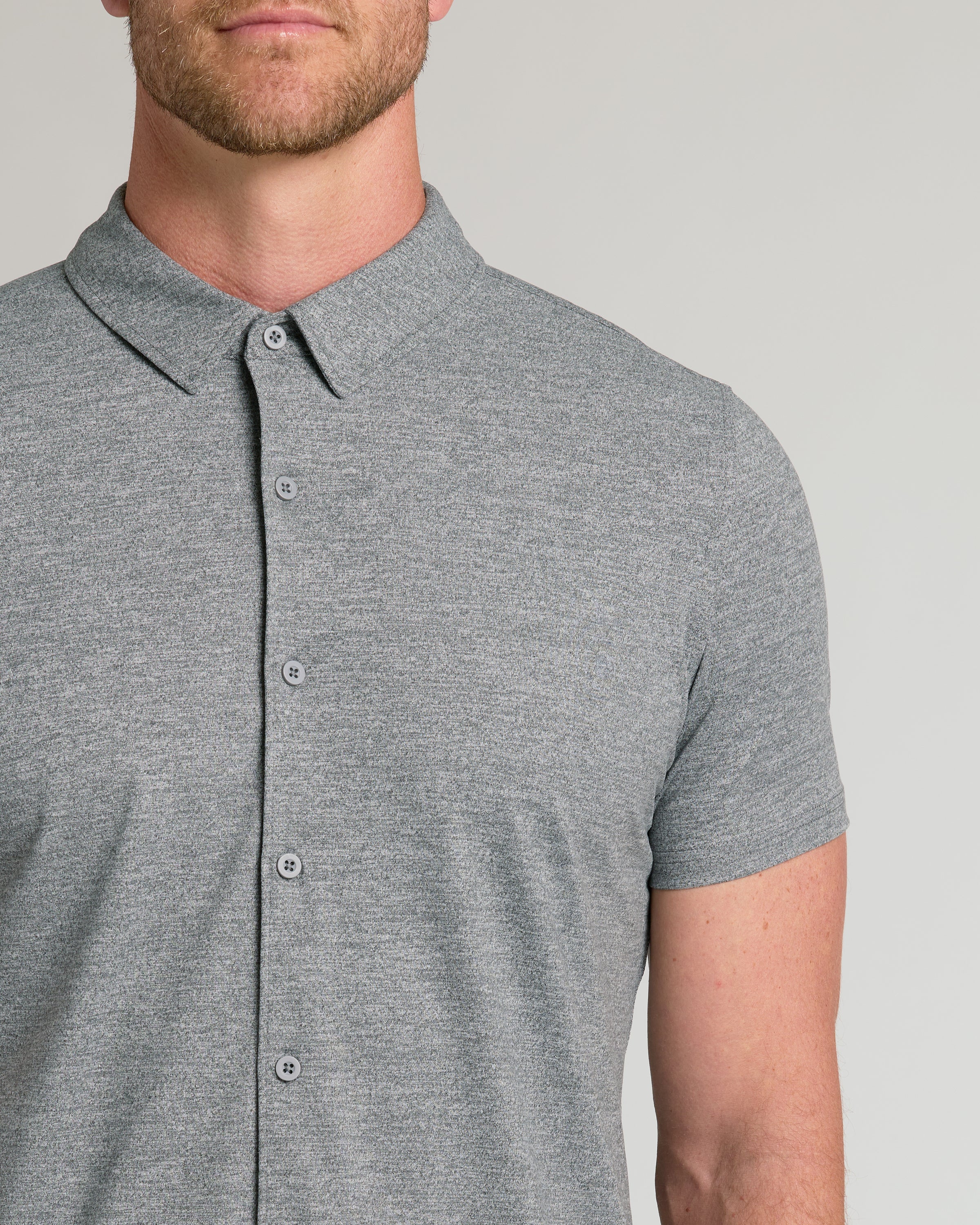 Heather Gray Short Sleeve Comfort Knit Shirt - Image 4