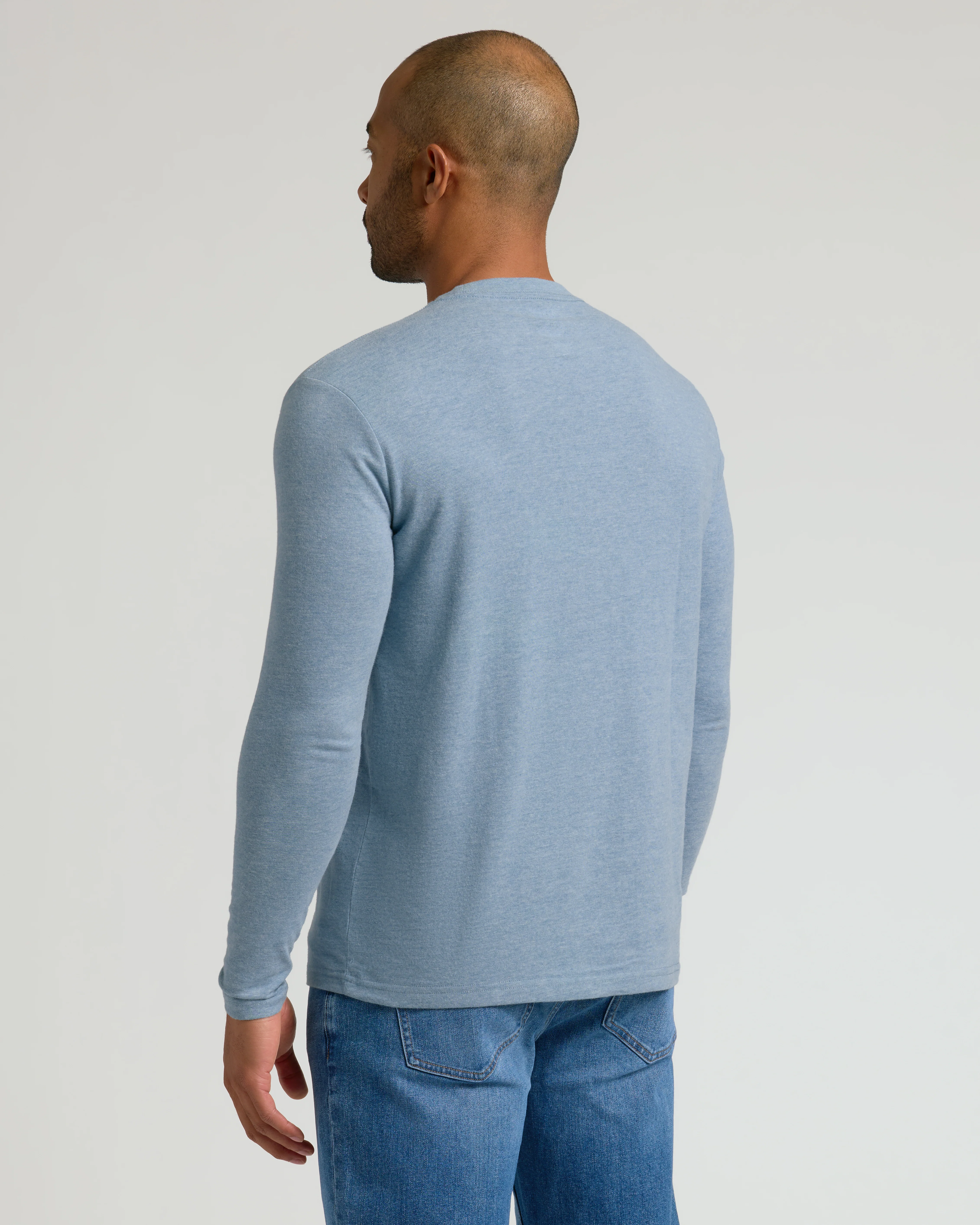 Heather Indigo Classic Long Sleeve Crew Neck - Image 3