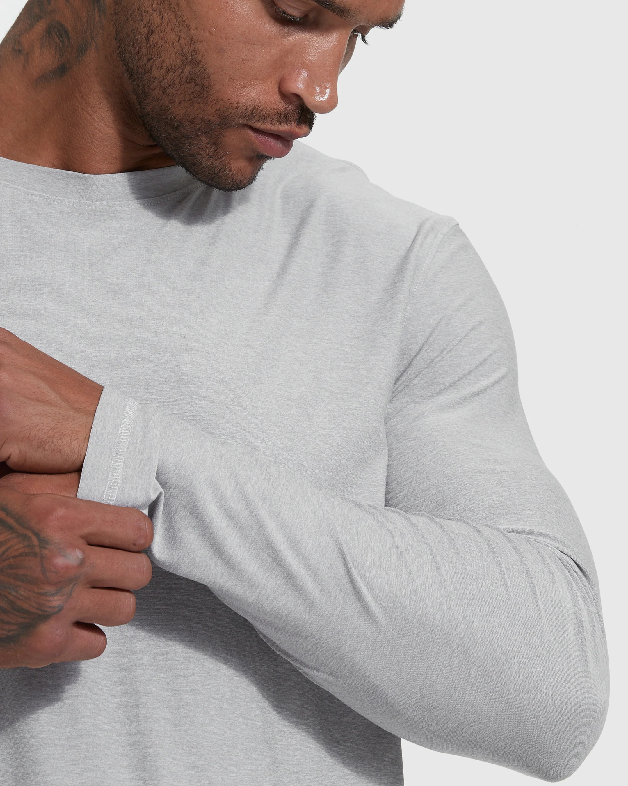 Heather Light Gray Active Long Sleeve Crew T-Shirt - Image 5