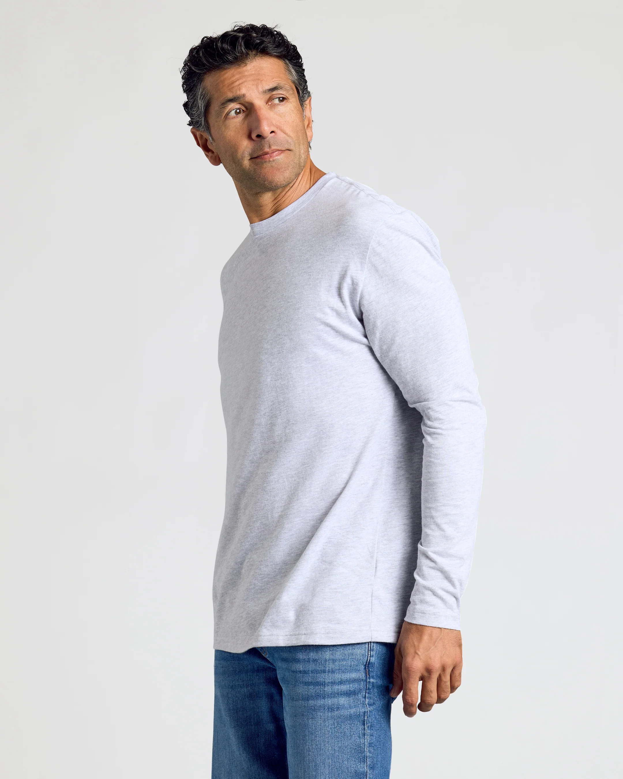 Light Heather Gray Classic Long Sleeve Crew Neck - Image 5