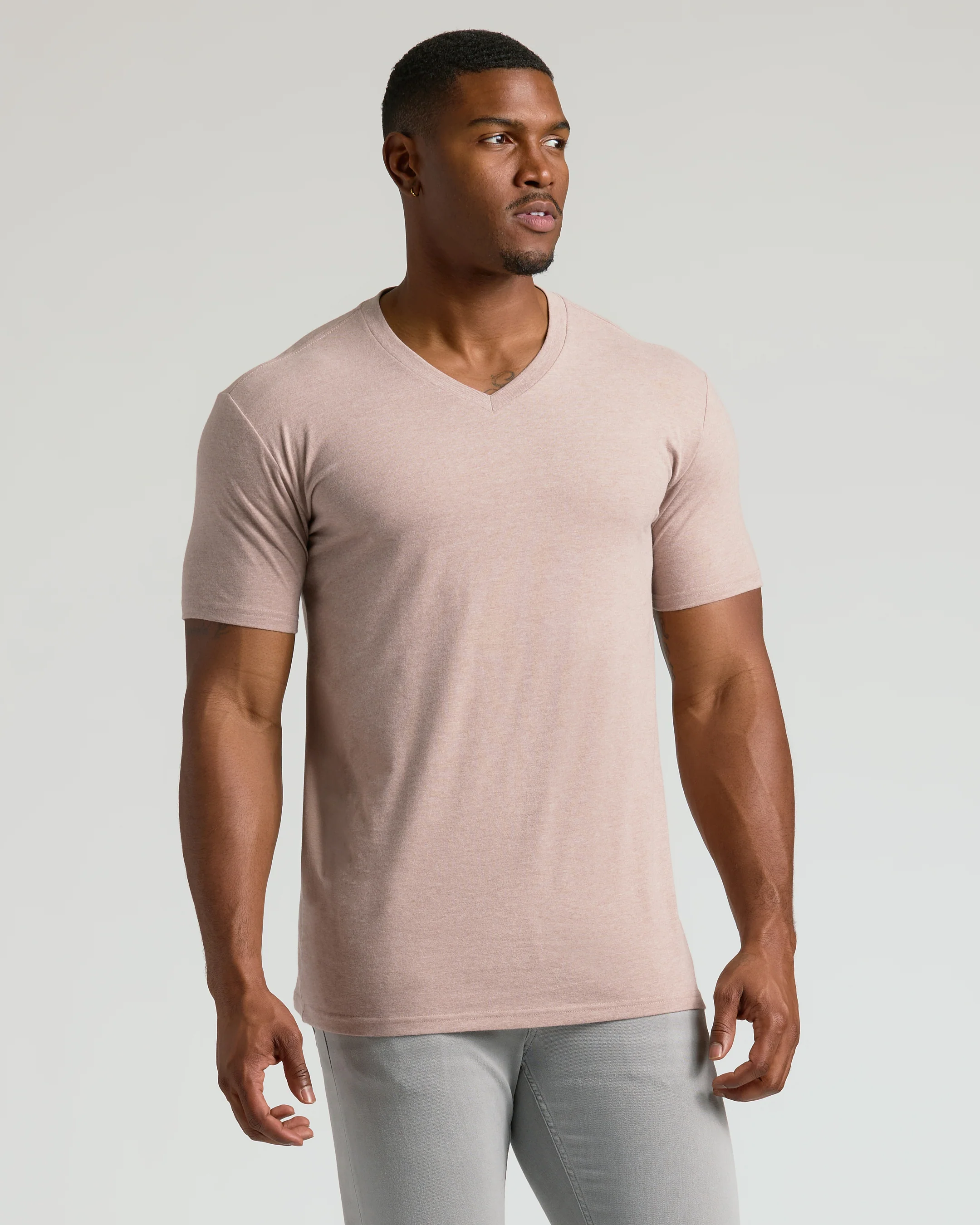 Light Heather Slate Mauve Tall Classic V-Neck - Image 4