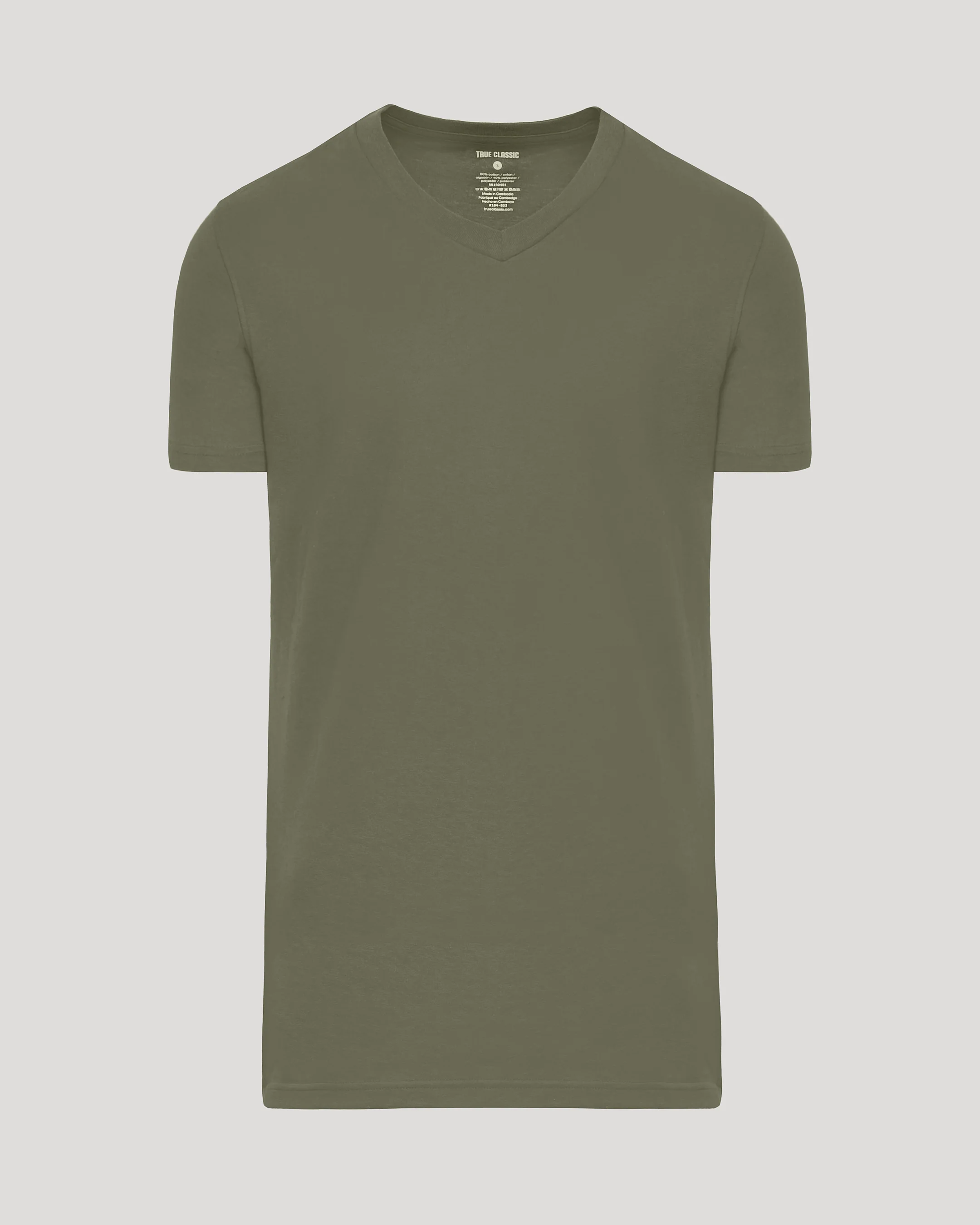 Military Green Tall Short Sleeve Classic V-Neck - Image 2