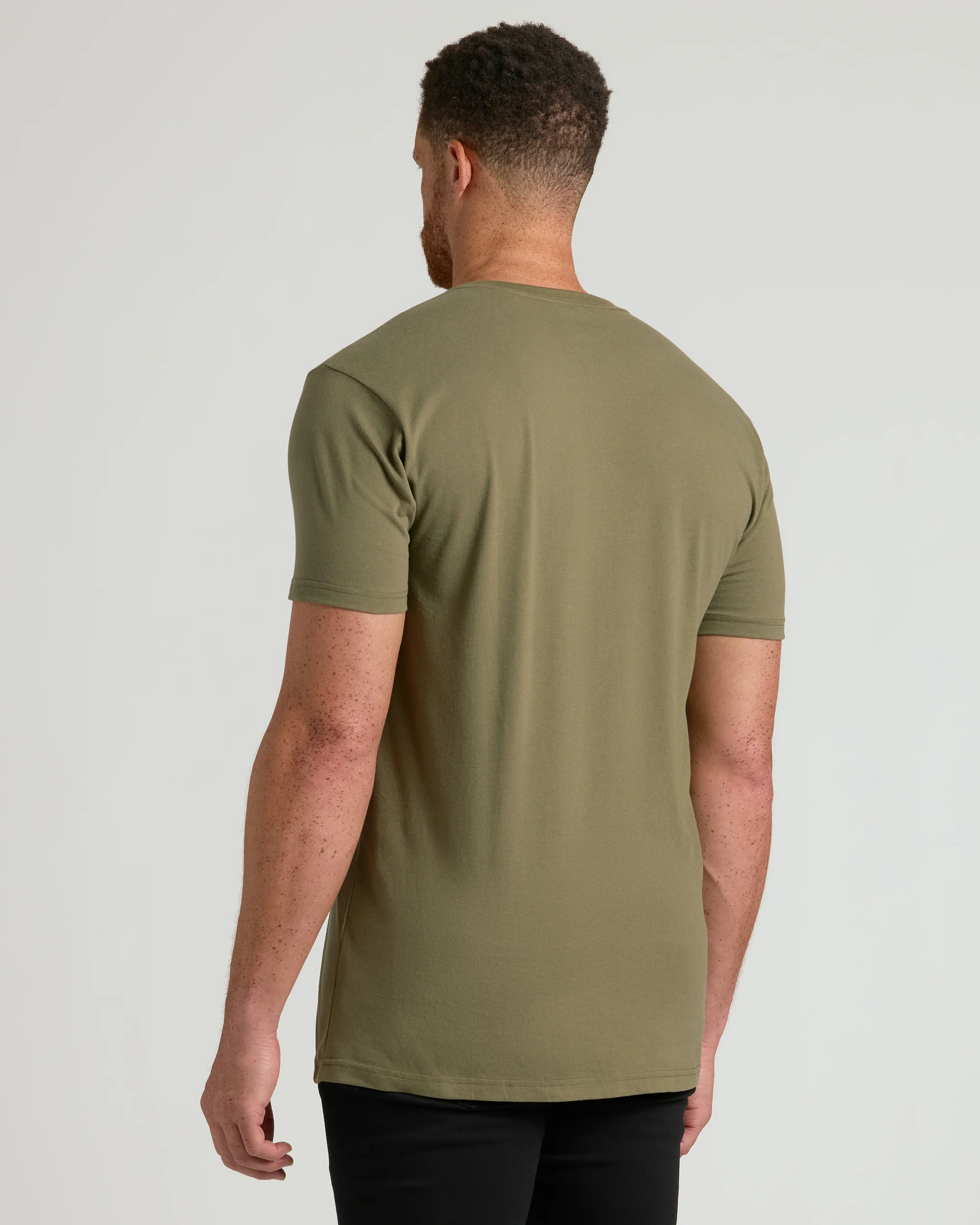 Military Green Tall Short Sleeve Classic V-Neck - Image 3
