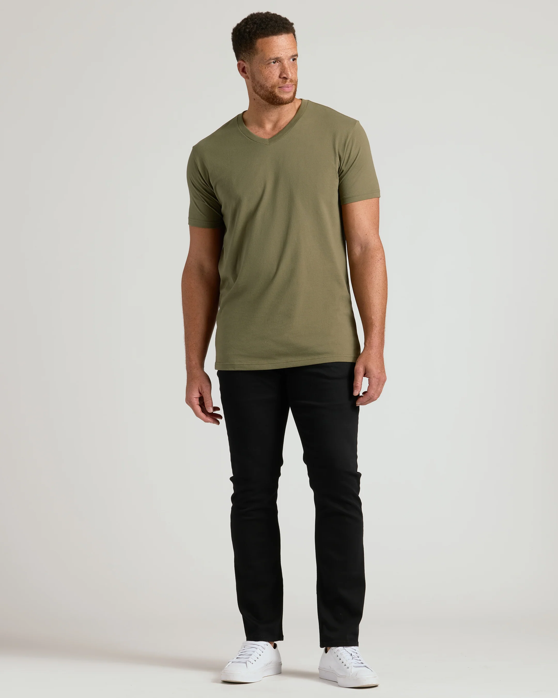 Military Green Tall Short Sleeve Classic V-Neck - Image 6
