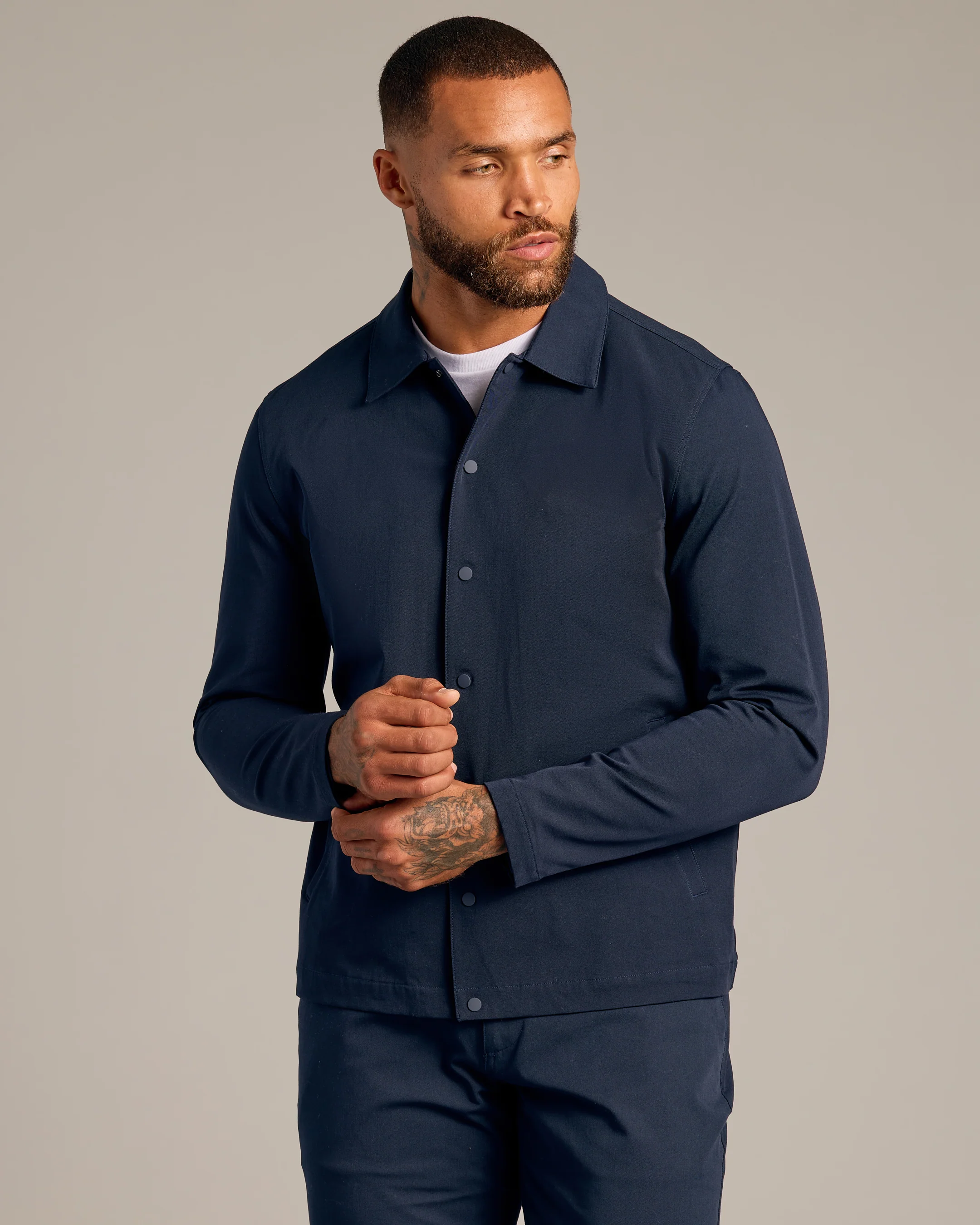 Navy Coaches Jacket - Image 6