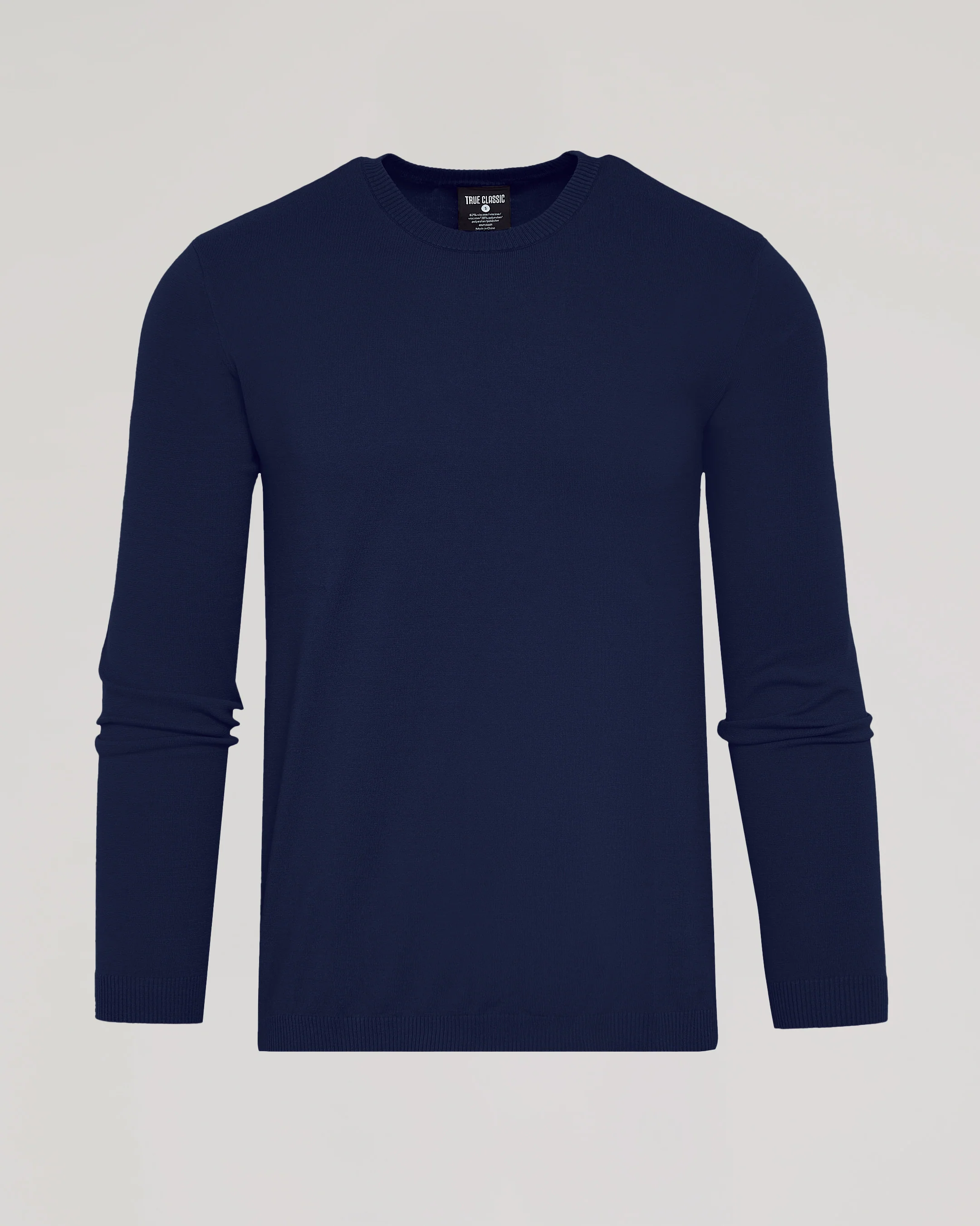 Navy Dressy Crew Neck Sweater - Image 2