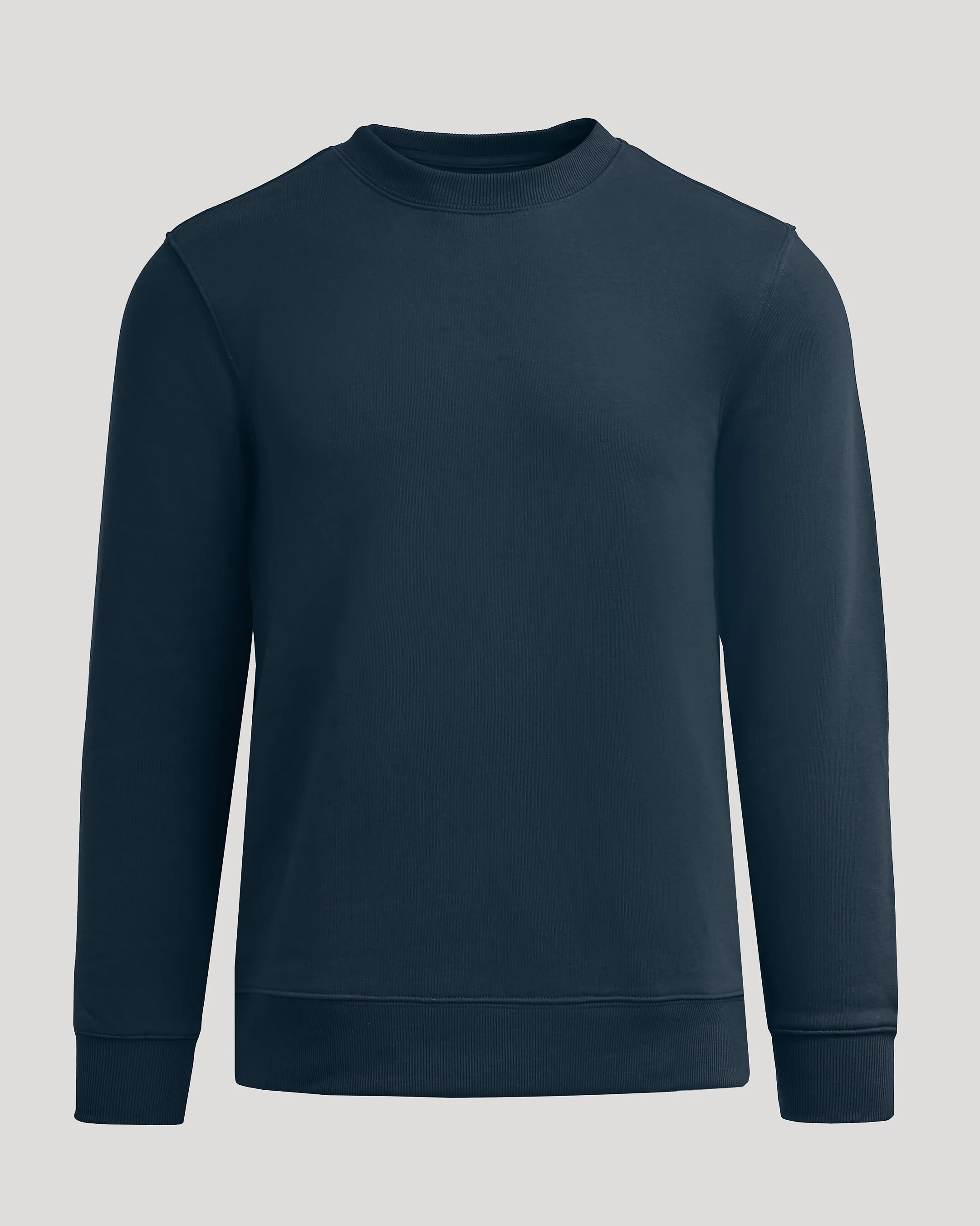 Navy Fleece French Terry Pullover Crew Neck - Image 2