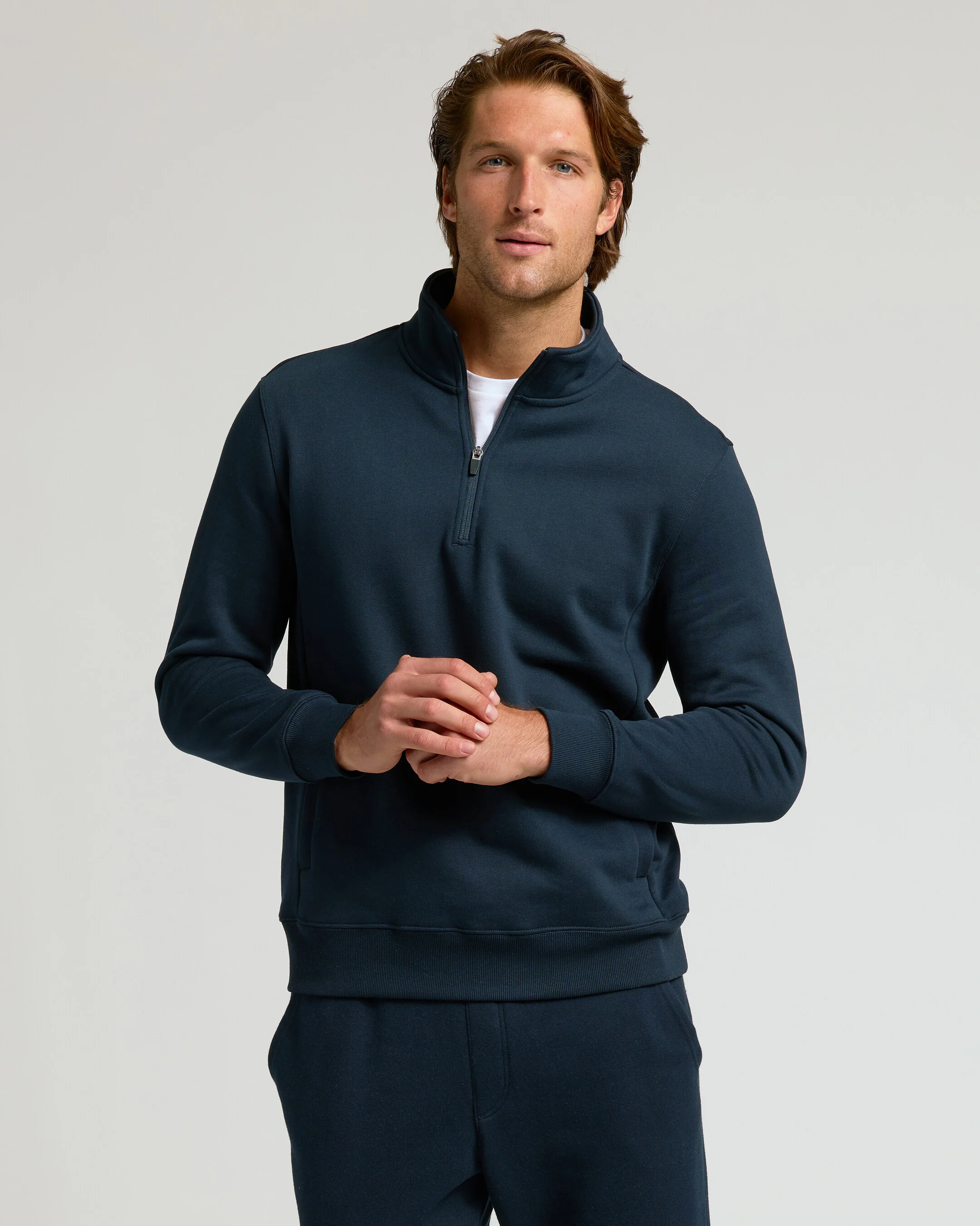 Navy Quarter Zip Fleece Sweatshirt & Jogger 2-Pack - Image 3