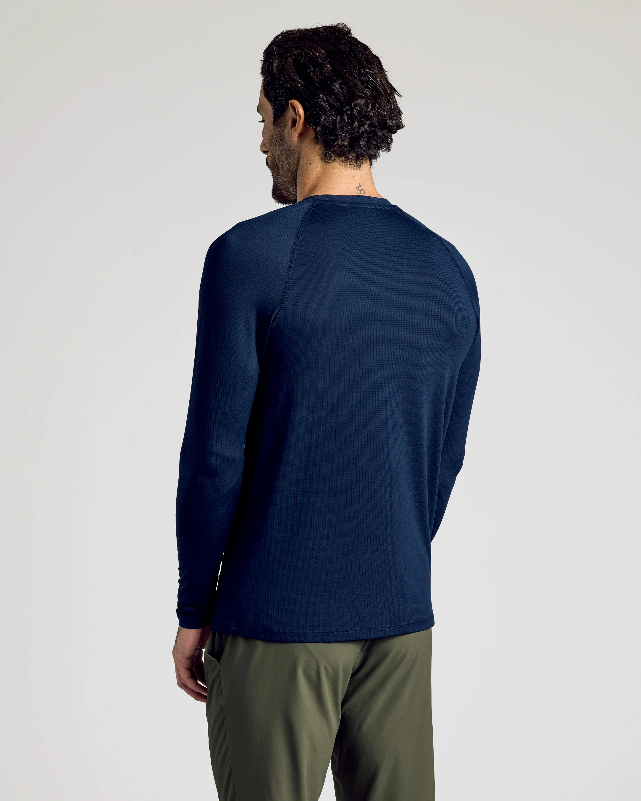 Navy Long Sleeve Active Mesh Crew - Image 3